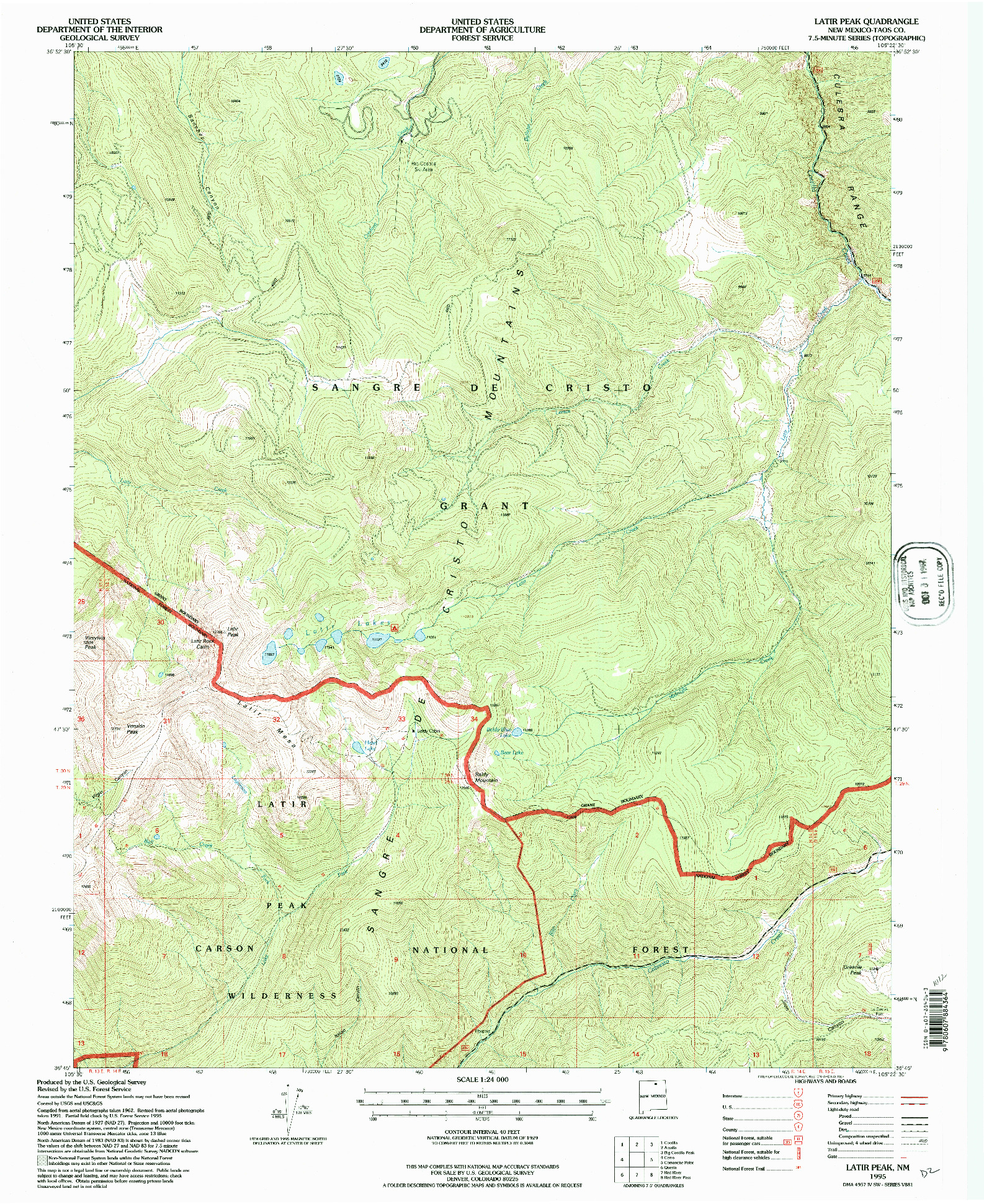 USGS 1:24000-SCALE QUADRANGLE FOR LATIR PEAK, NM 1995