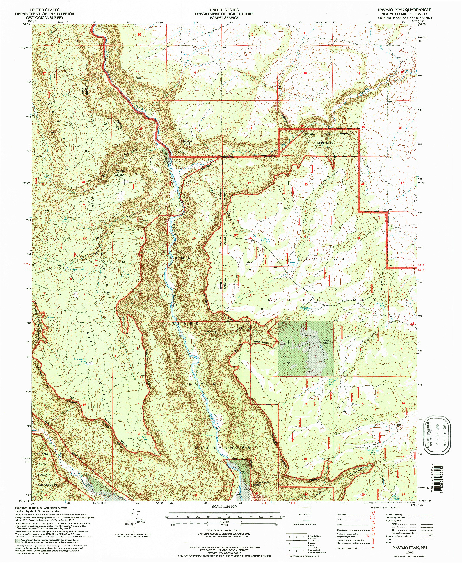 USGS 1:24000-SCALE QUADRANGLE FOR NAVAJO PEAK, NM 1995