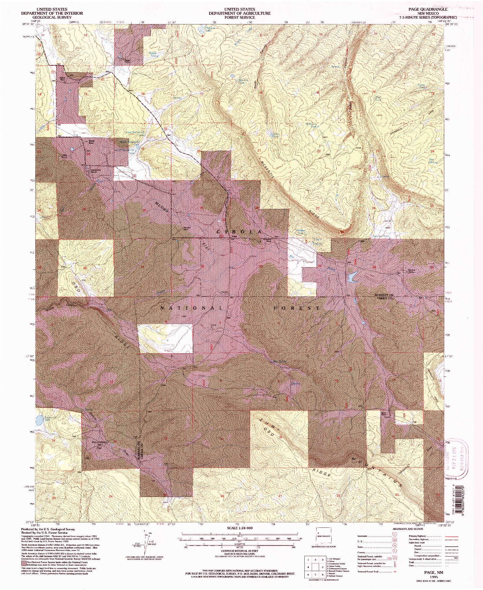 USGS 1:24000-SCALE QUADRANGLE FOR PAGE, NM 1995