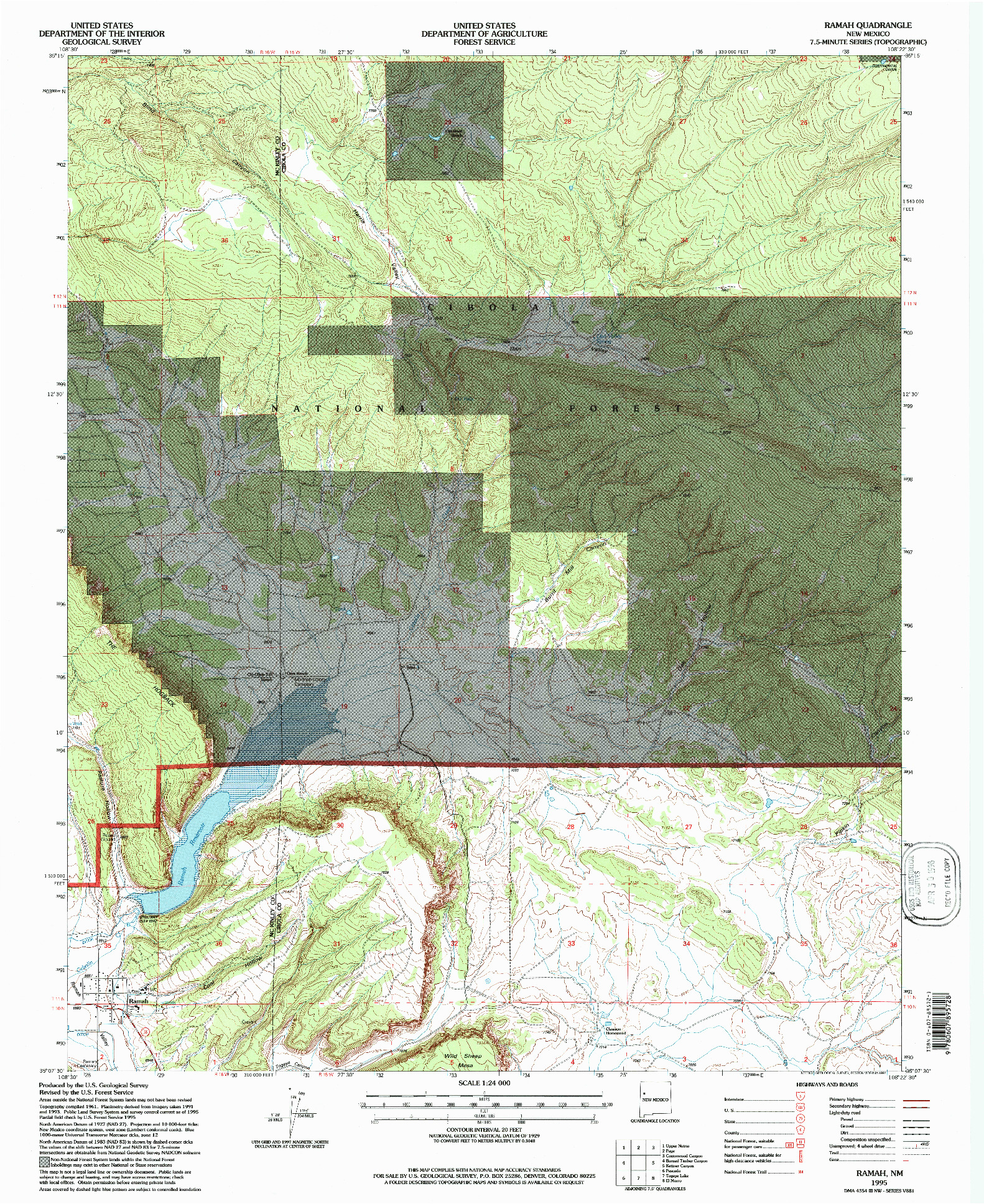 USGS 1:24000-SCALE QUADRANGLE FOR RAMAH, NM 1995