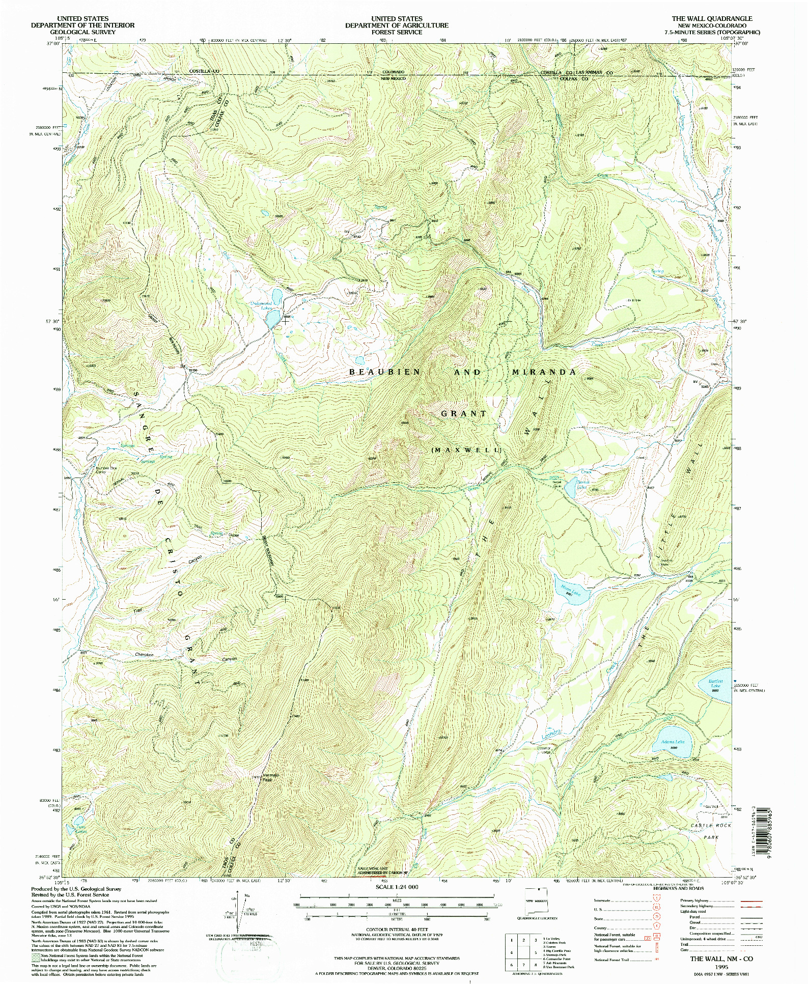 USGS 1:24000-SCALE QUADRANGLE FOR THE WALL, NM 1995
