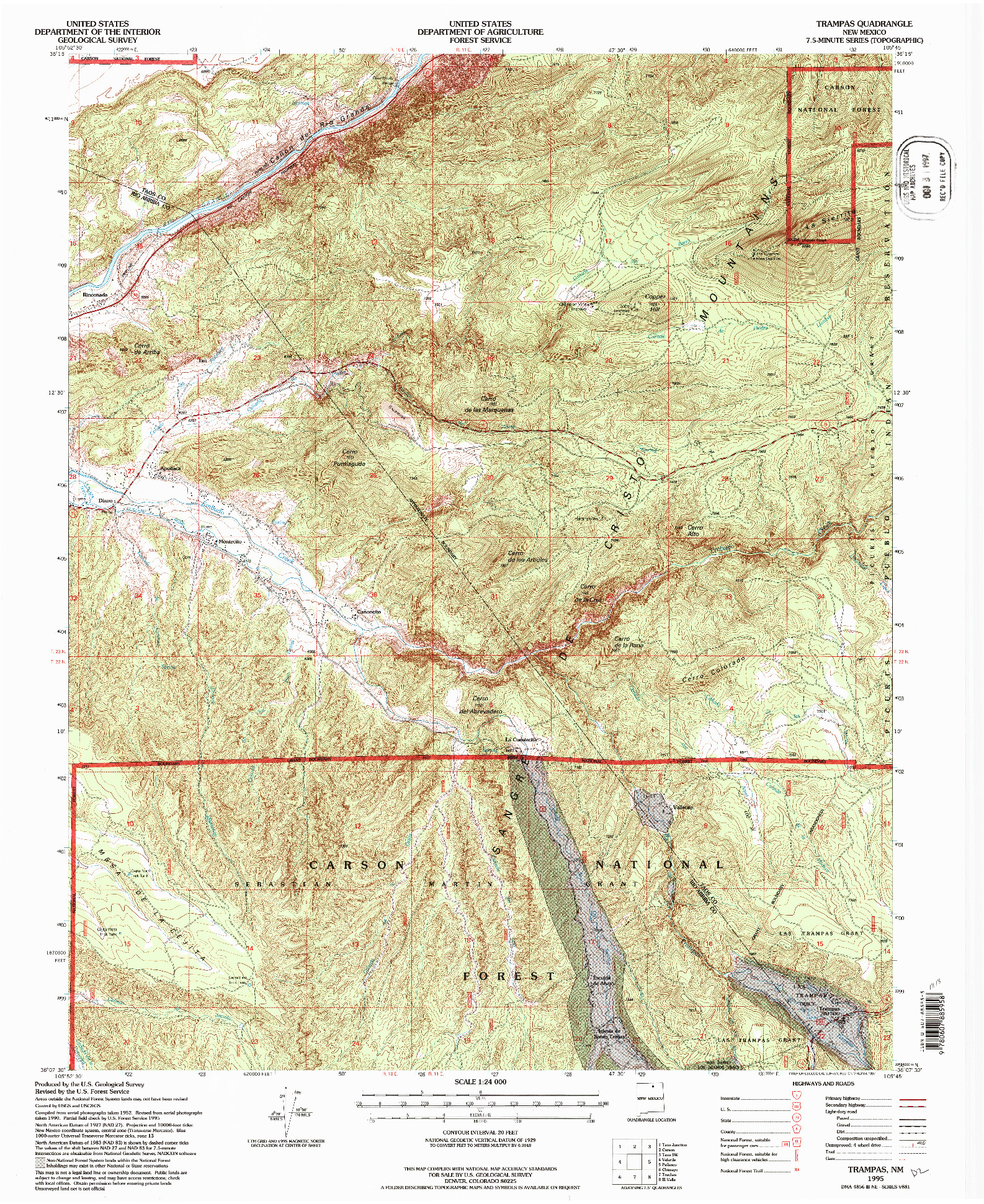 USGS 1:24000-SCALE QUADRANGLE FOR TRAMPAS, NM 1995