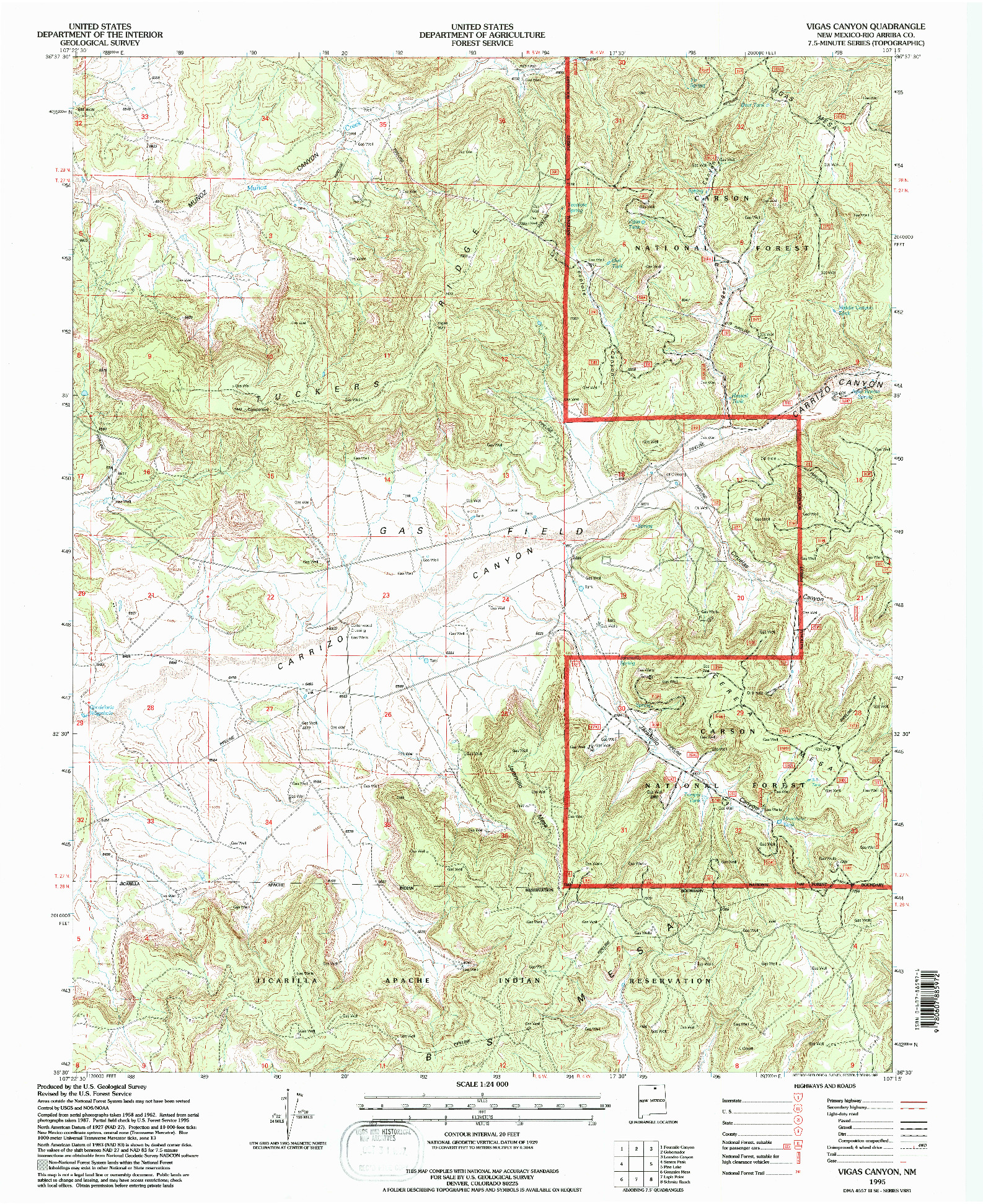 USGS 1:24000-SCALE QUADRANGLE FOR VIGAS CANYON, NM 1995