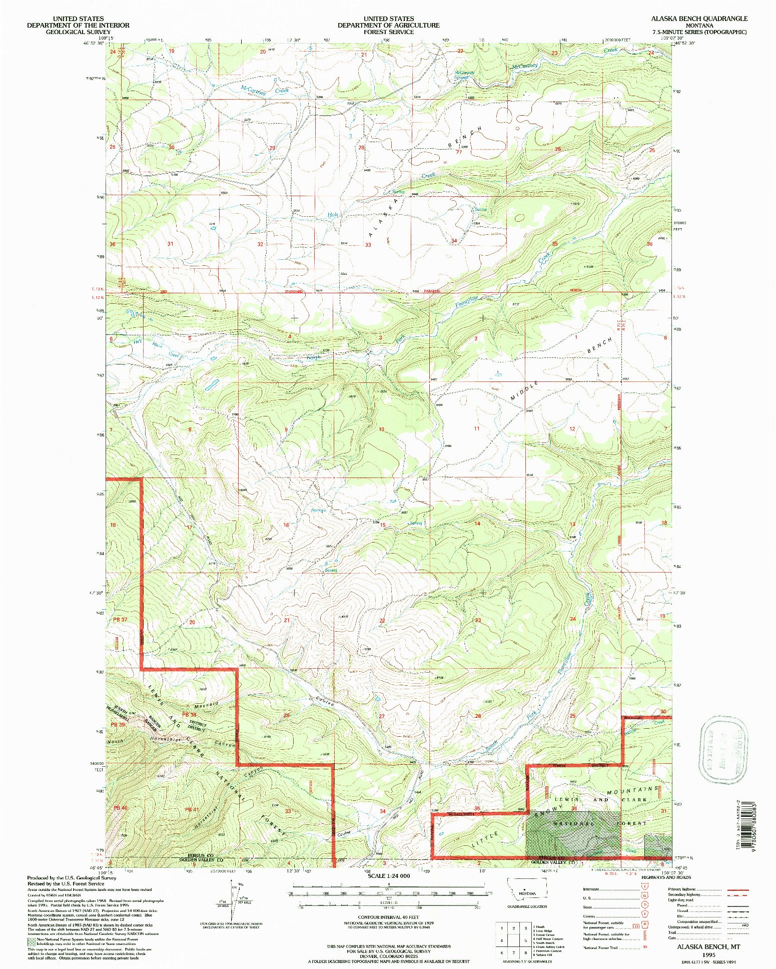 USGS 1:24000-SCALE QUADRANGLE FOR ALASKA BENCH, MT 1995