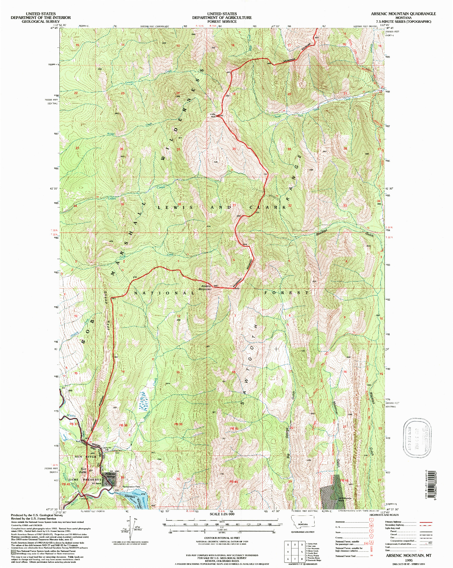 USGS 1:24000-SCALE QUADRANGLE FOR ARSENIC MOUNTAIN, MT 1995