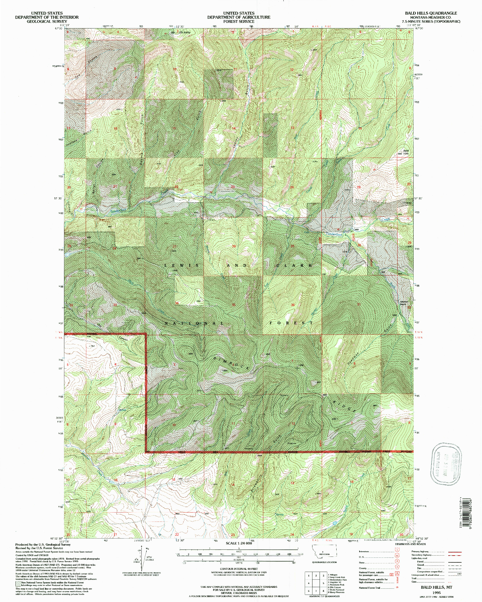 USGS 1:24000-SCALE QUADRANGLE FOR BALD HILLS, MT 1995