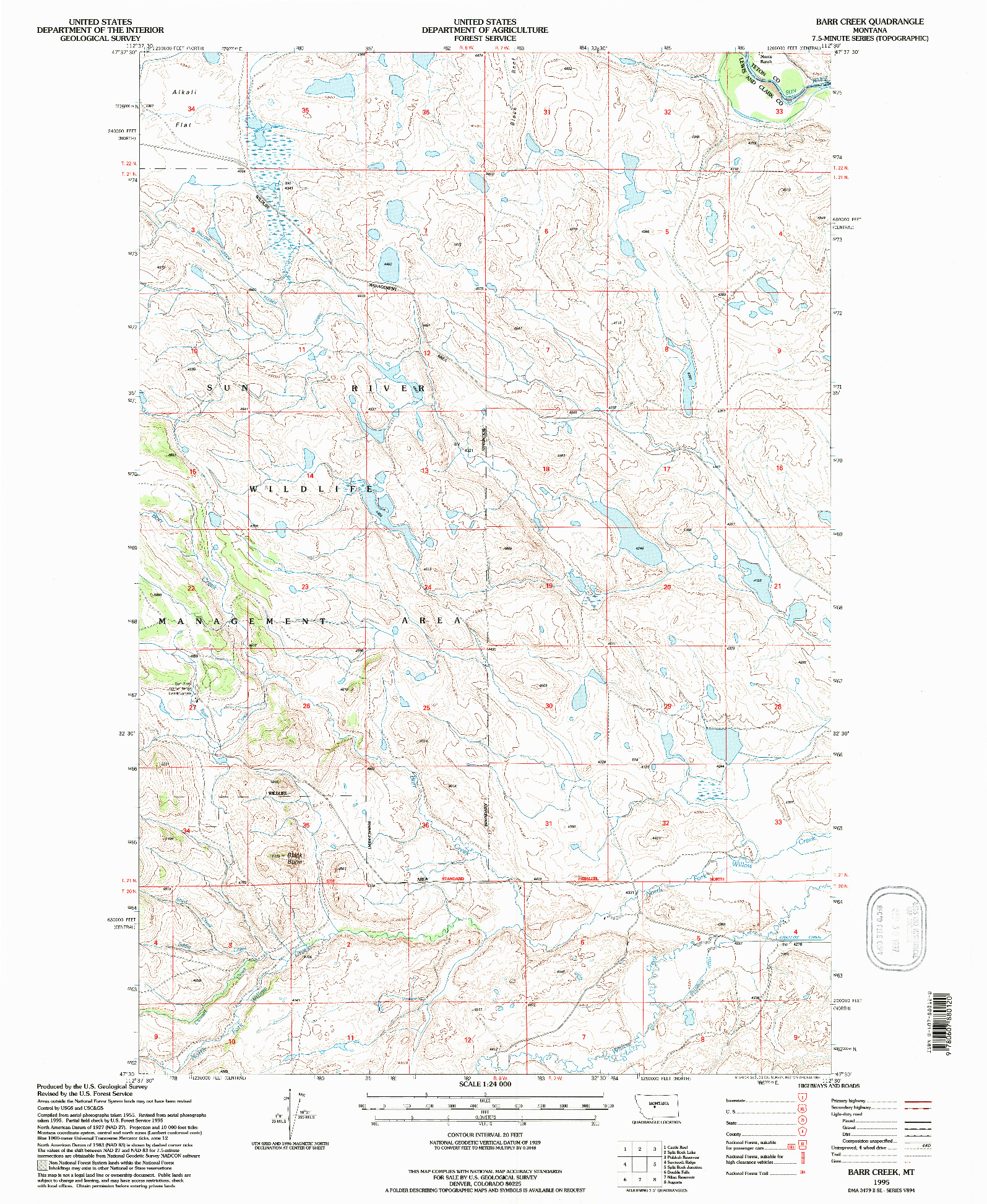 USGS 1:24000-SCALE QUADRANGLE FOR BARR CREEK, MT 1995