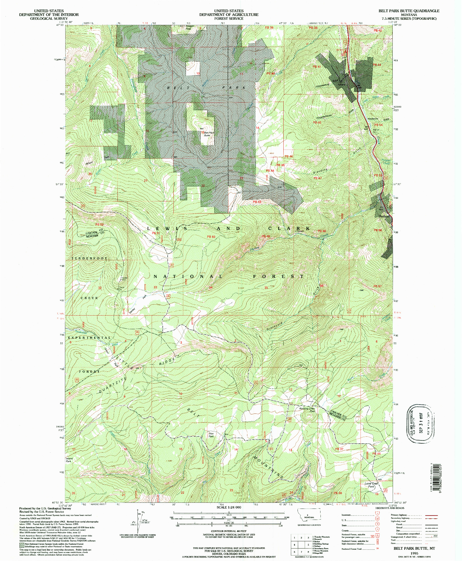 USGS 1:24000-SCALE QUADRANGLE FOR BELT PARK BUTTE, MT 1995