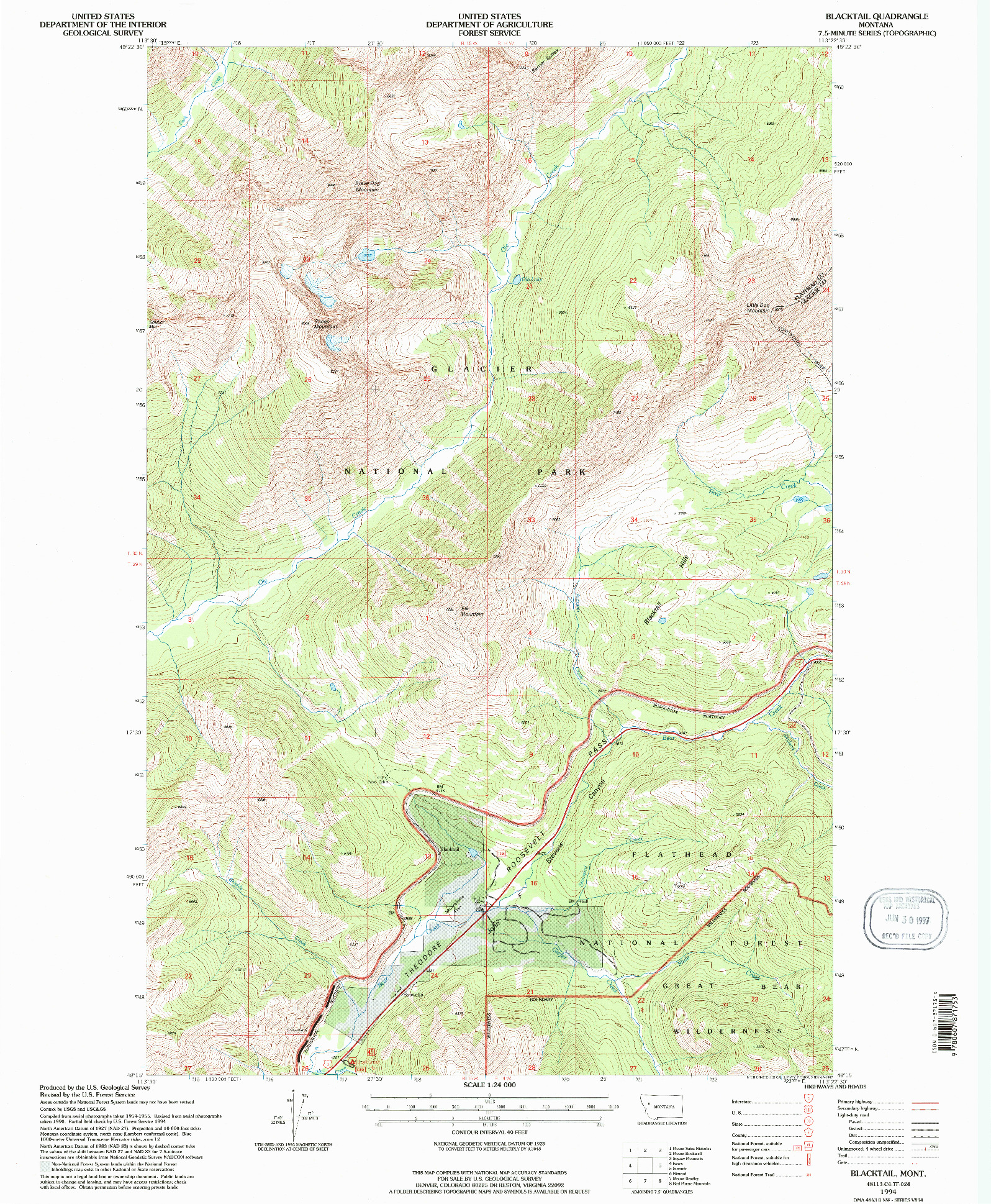 USGS 1:24000-SCALE QUADRANGLE FOR BLACKTAIL, MT 1994