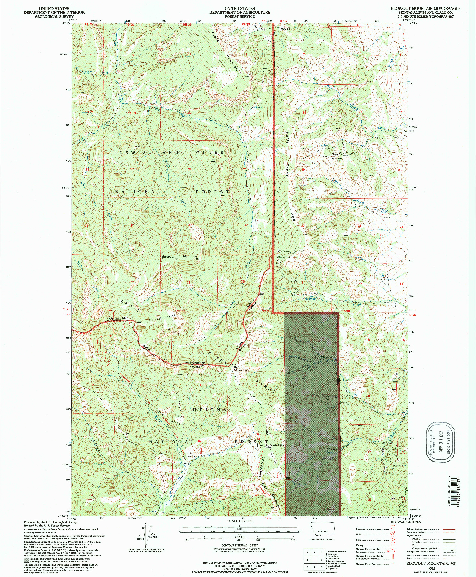 USGS 1:24000-SCALE QUADRANGLE FOR BLOWOUT MOUNTAIN, MT 1995
