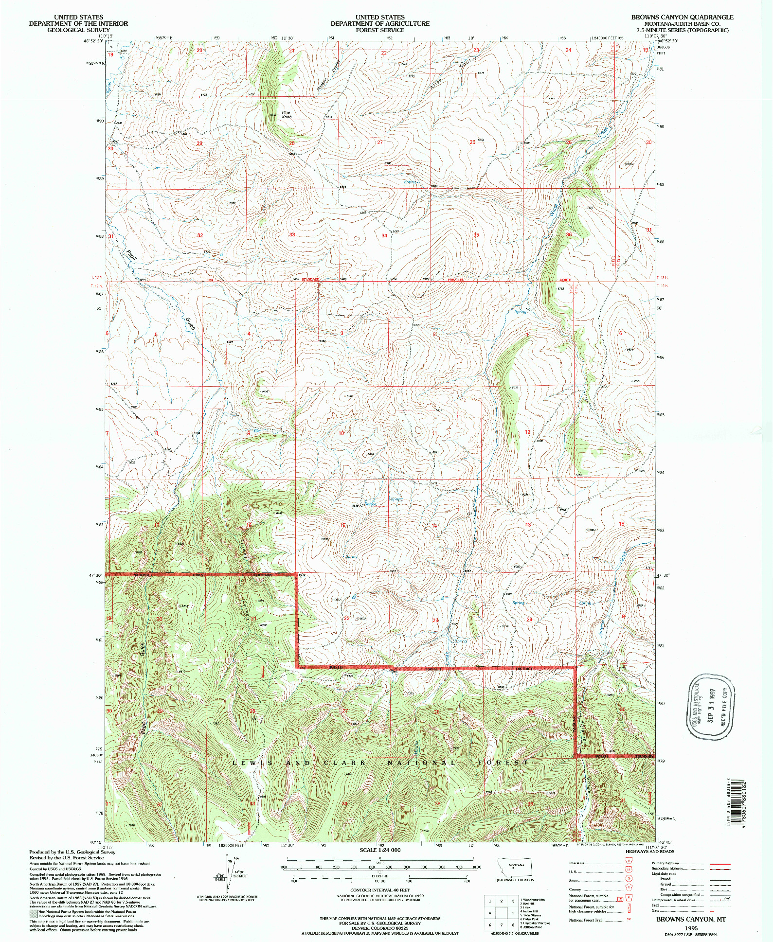 USGS 1:24000-SCALE QUADRANGLE FOR BROWNS CANYON, MT 1995