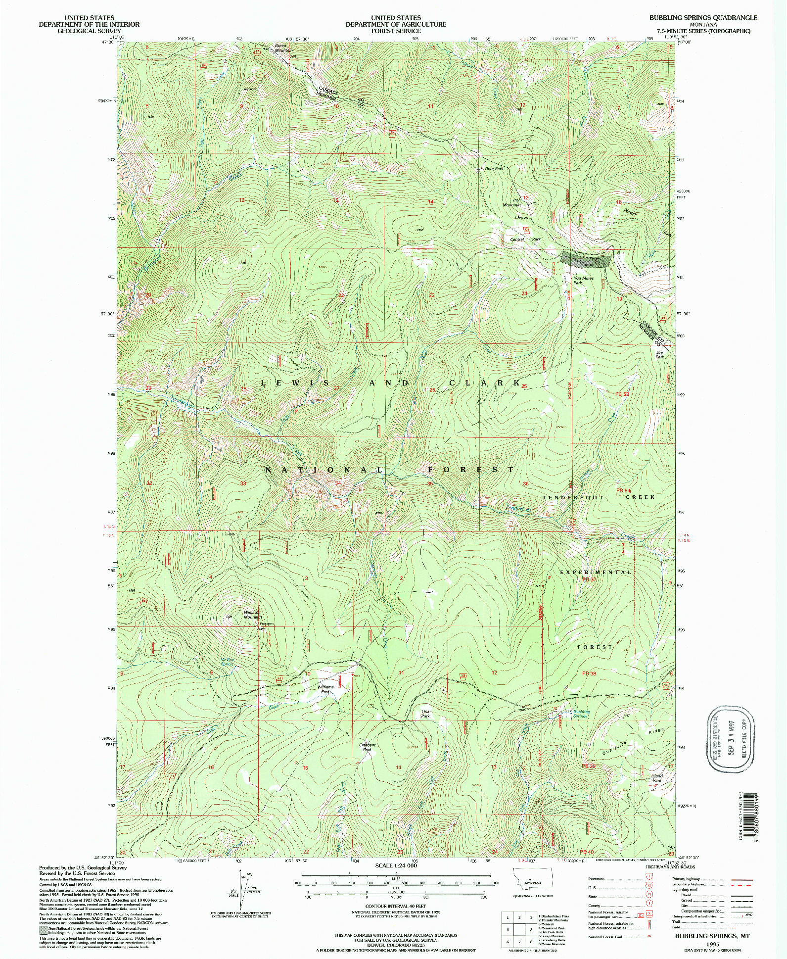 USGS 1:24000-SCALE QUADRANGLE FOR BUBBLING SPRINGS, MT 1995