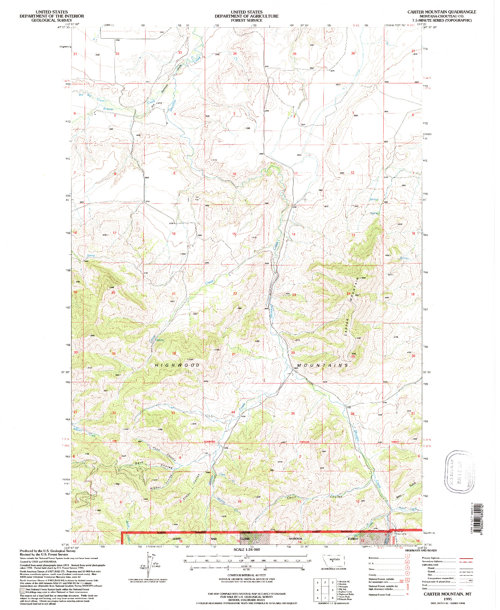 USGS 1:24000-SCALE QUADRANGLE FOR CARTER MOUNTAIN, MT 1995