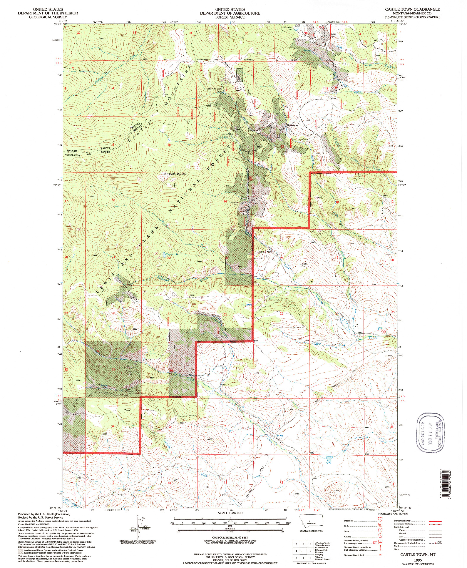 USGS 1:24000-SCALE QUADRANGLE FOR CASTLE TOWN, MT 1995