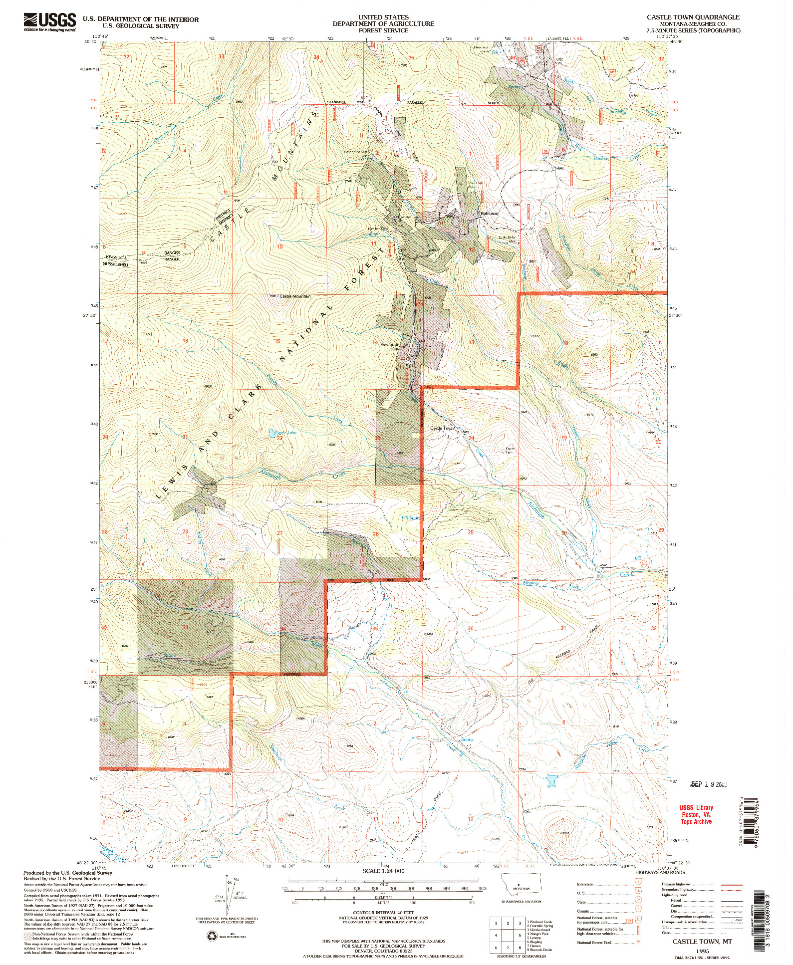 USGS 1:24000-SCALE QUADRANGLE FOR CASTLE TOWN, MT 1995