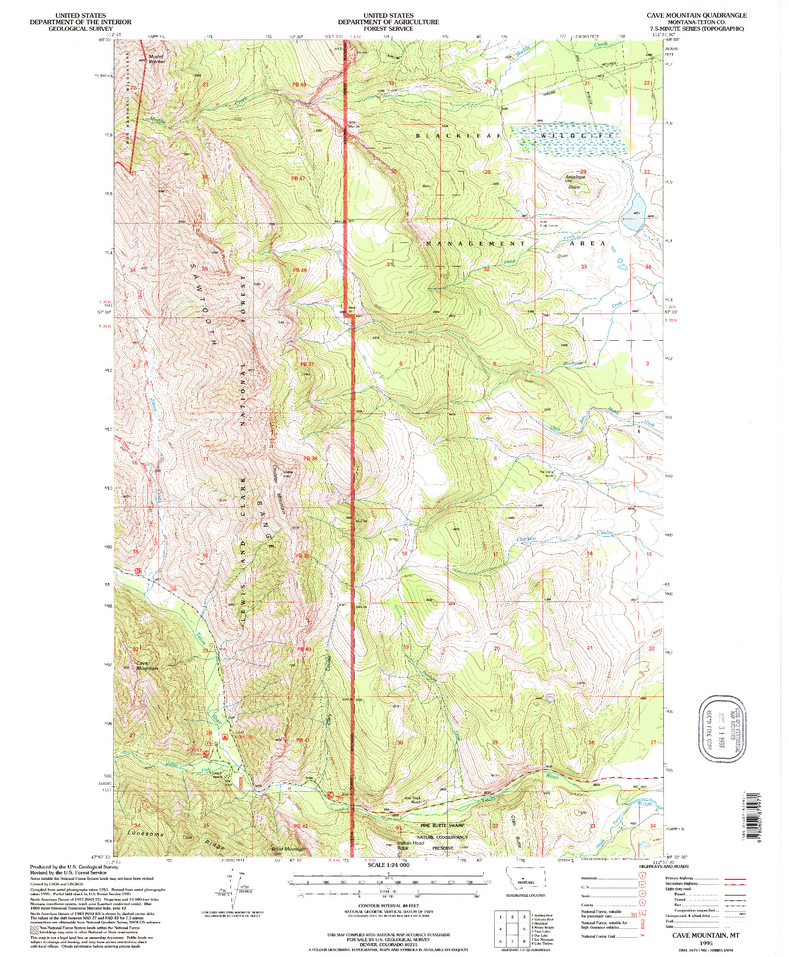 USGS 1:24000-SCALE QUADRANGLE FOR CAVE MOUNTAIN, MT 1995