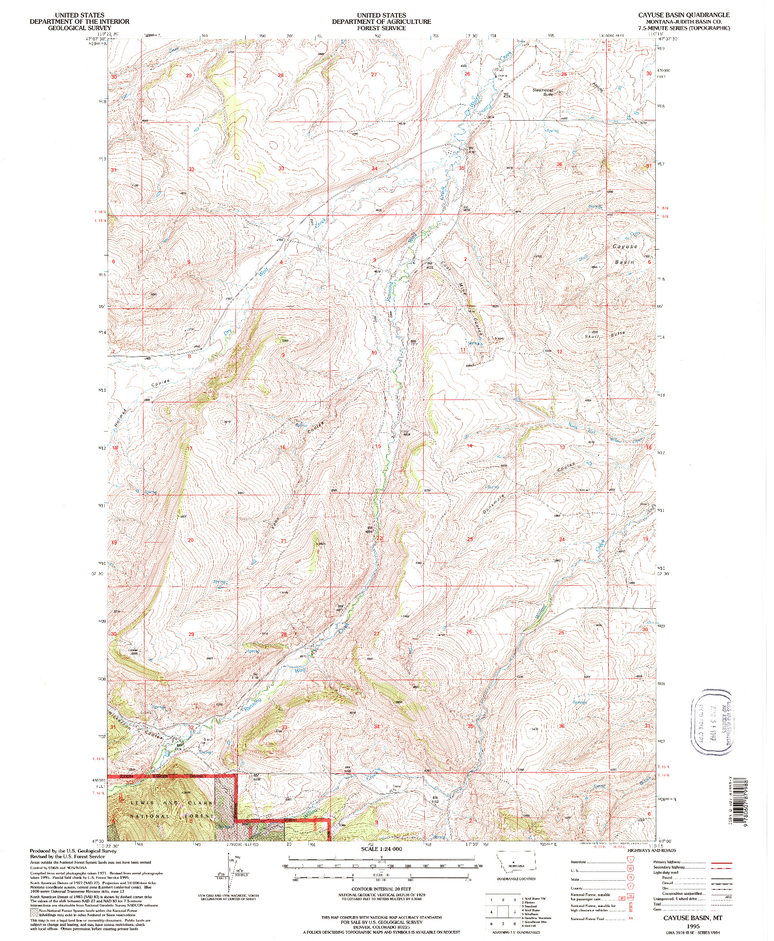 USGS 1:24000-SCALE QUADRANGLE FOR CAYUSE BASIN, MT 1995