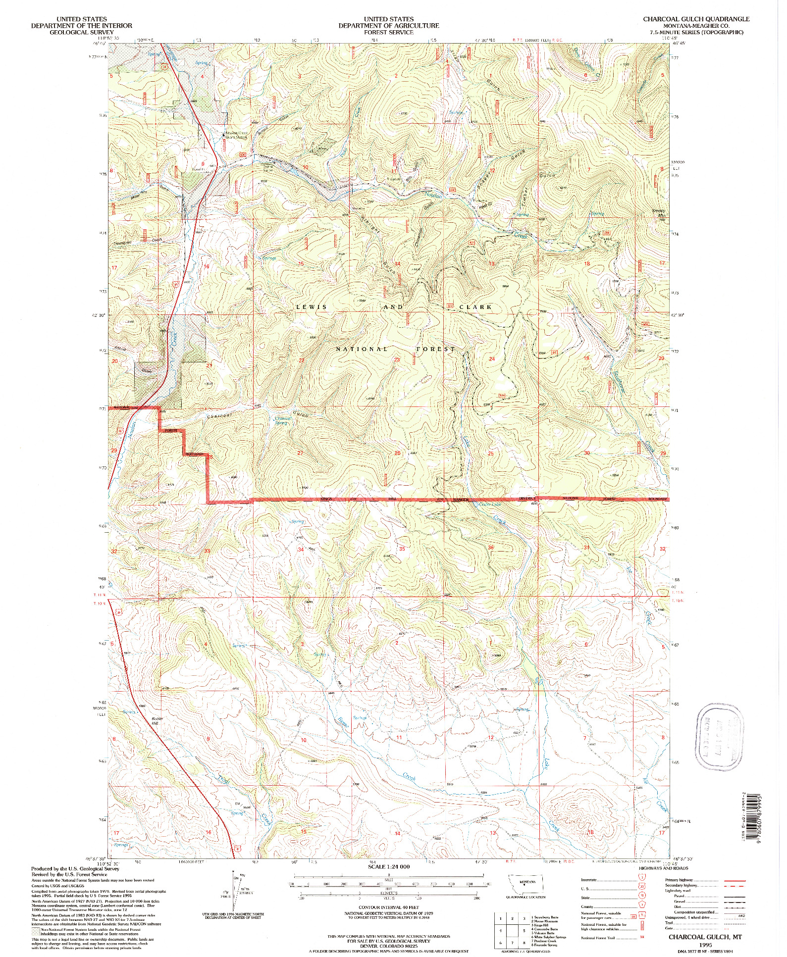 USGS 1:24000-SCALE QUADRANGLE FOR CHARCOAL GULCH, MT 1995