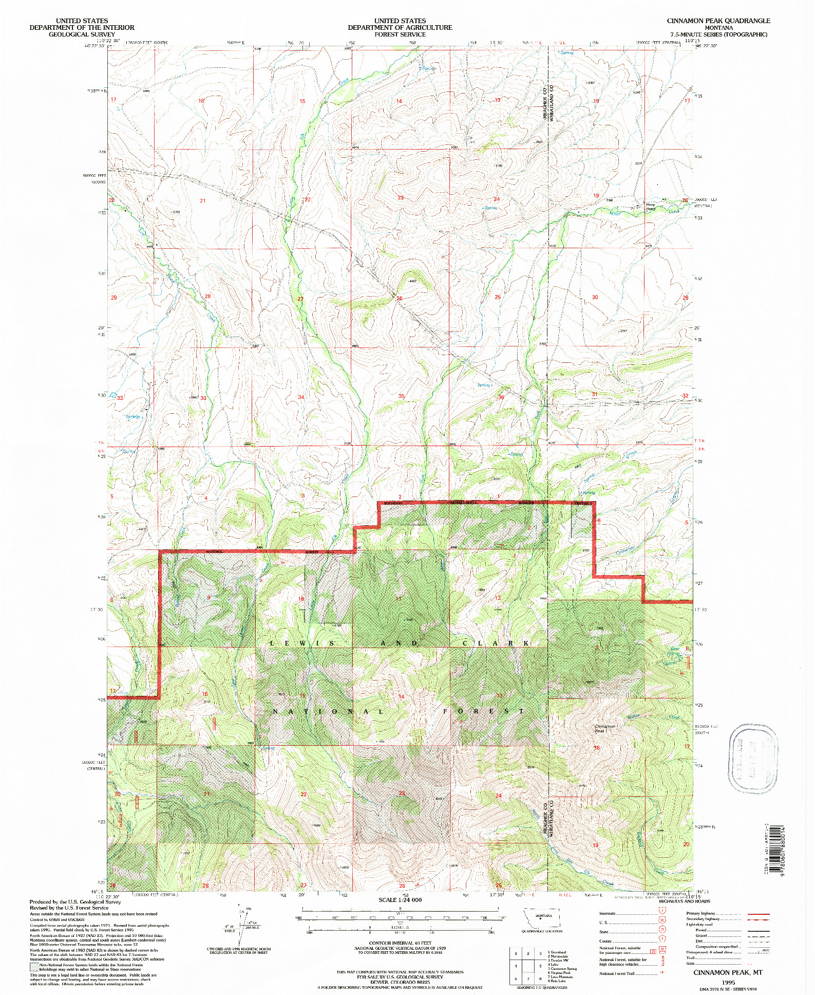 USGS 1:24000-SCALE QUADRANGLE FOR CINNAMON PEAK, MT 1995