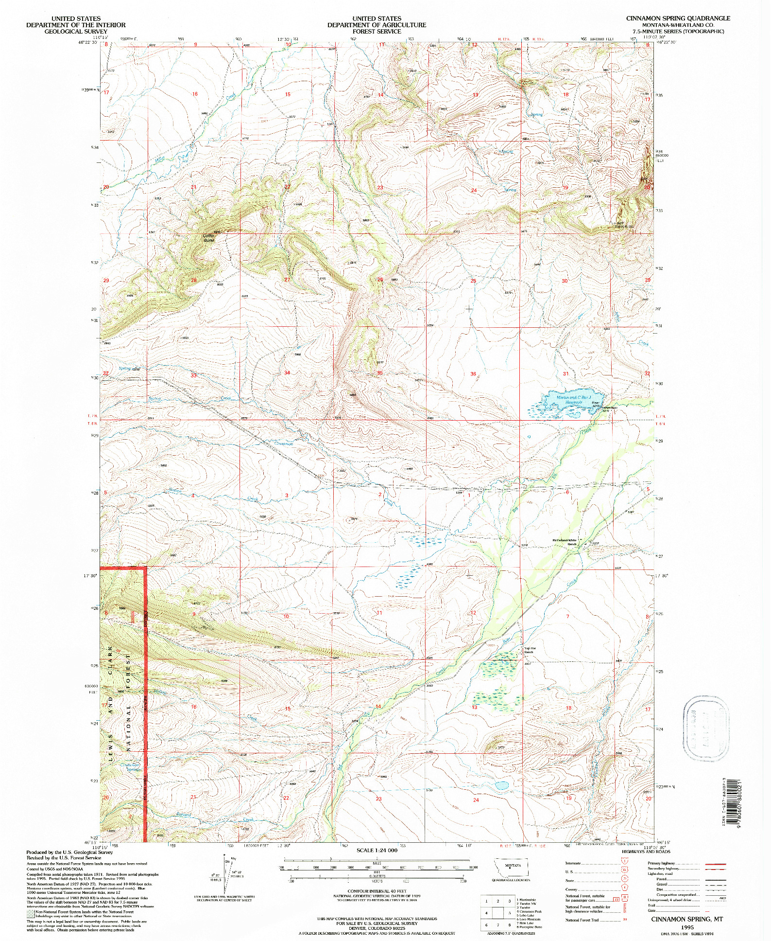 USGS 1:24000-SCALE QUADRANGLE FOR CINNAMON SPRING, MT 1995