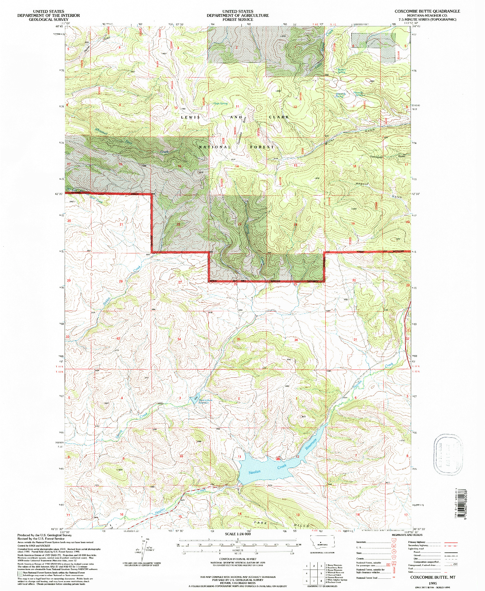 USGS 1:24000-SCALE QUADRANGLE FOR COXCOMBE BUTTE, MT 1995