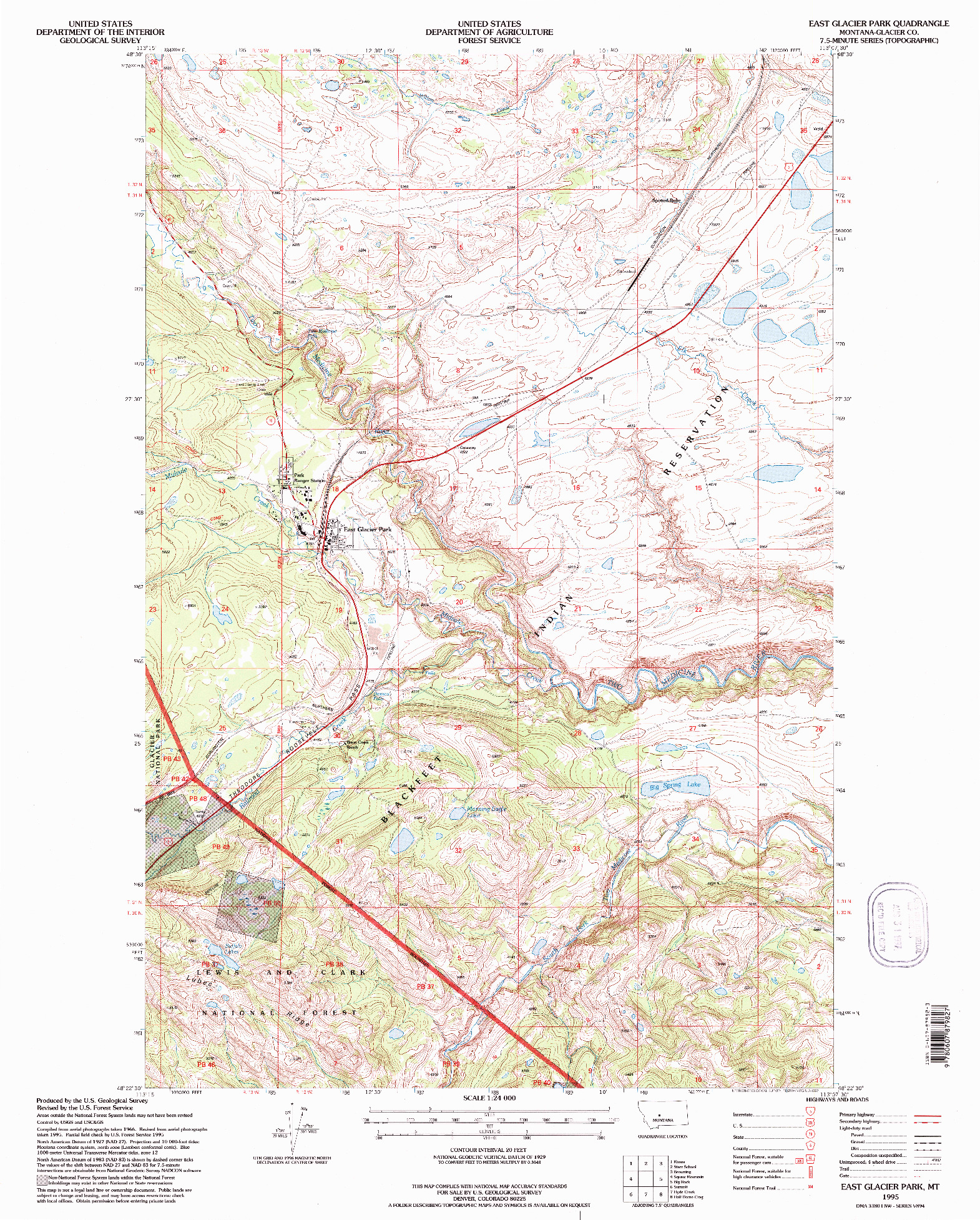 USGS 1:24000-SCALE QUADRANGLE FOR EAST GLACIER PARK, MT 1995