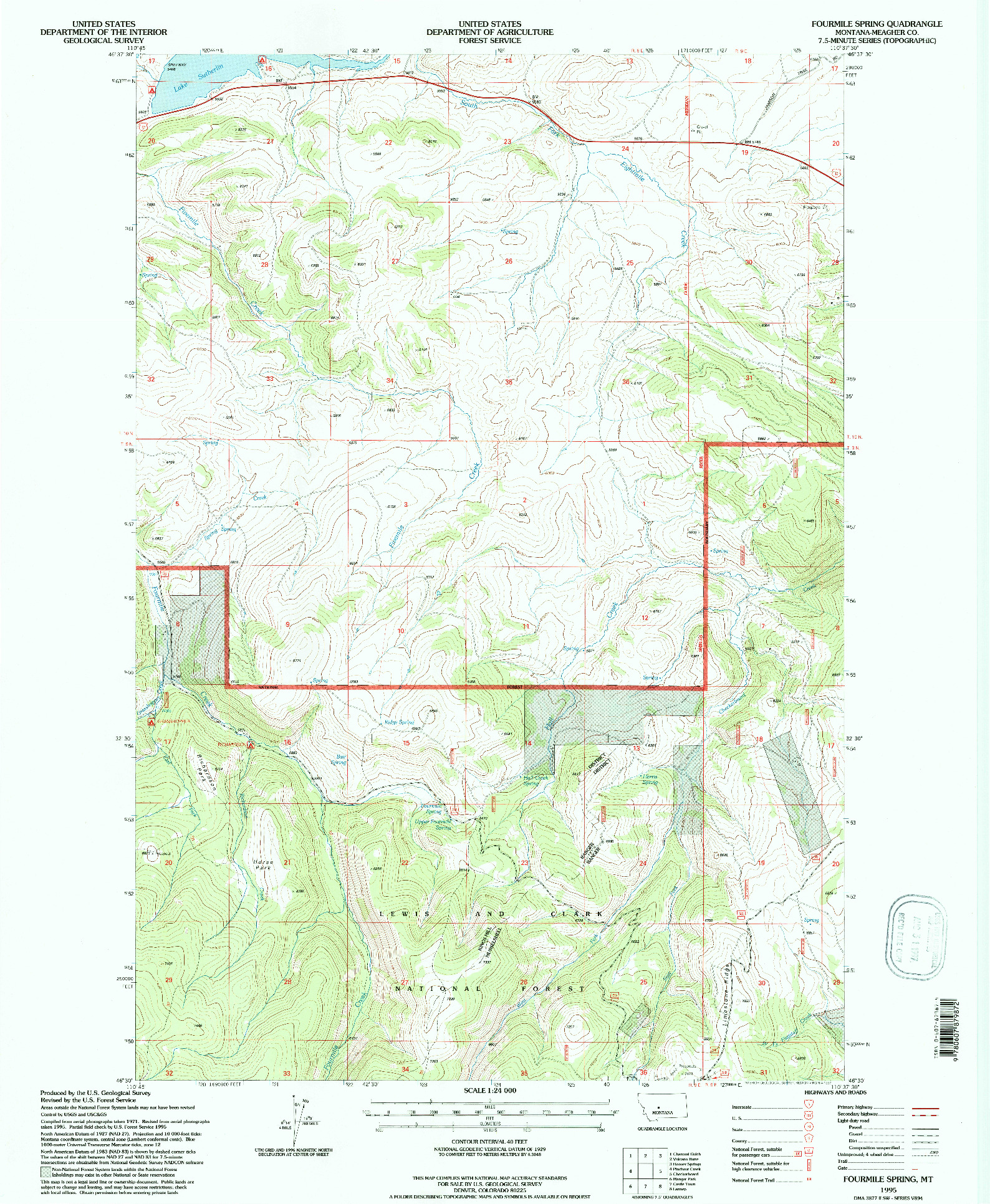 USGS 1:24000-SCALE QUADRANGLE FOR FOURMILE SPRING, MT 1995