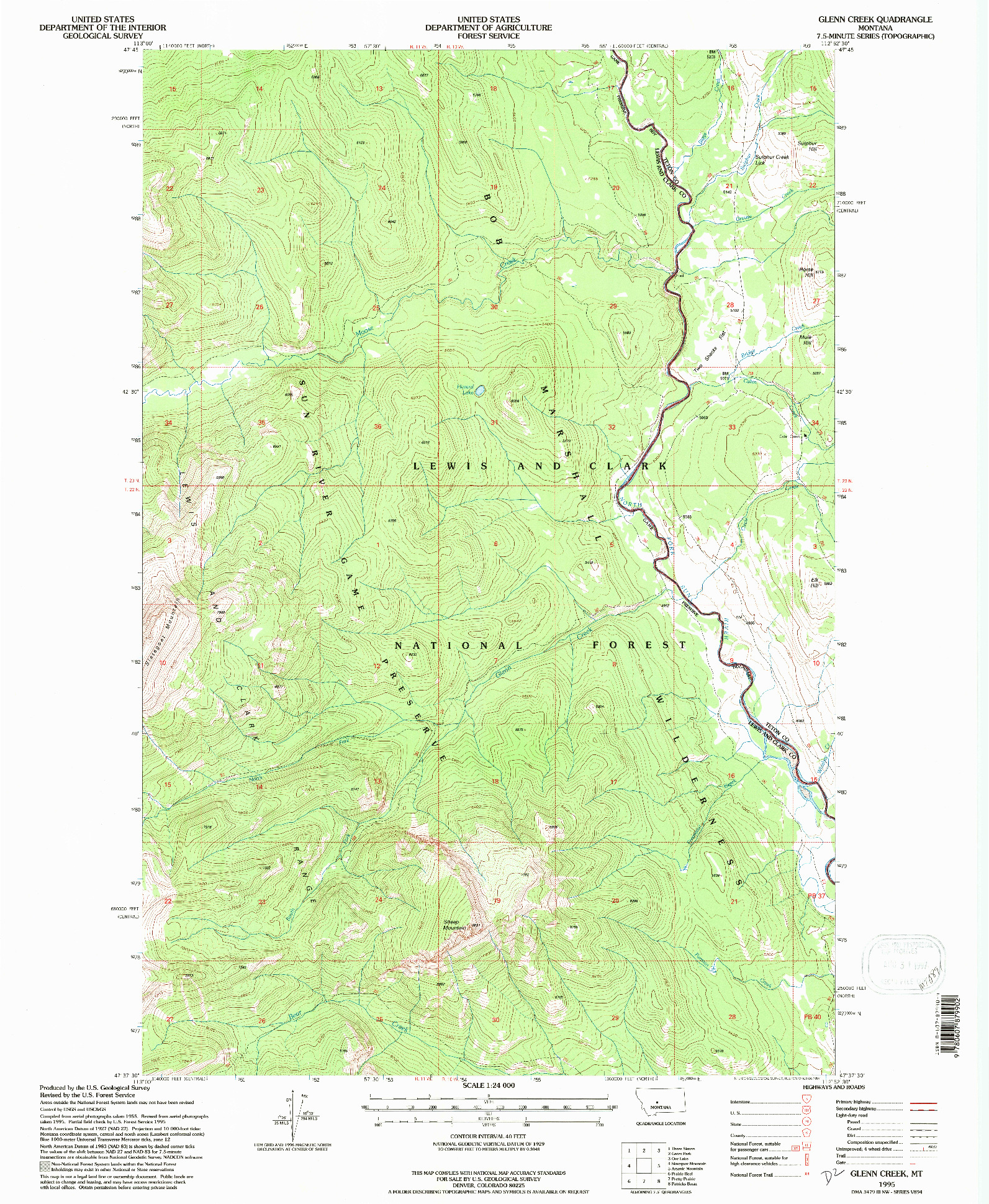 USGS 1:24000-SCALE QUADRANGLE FOR GLENN CREEK, MT 1995