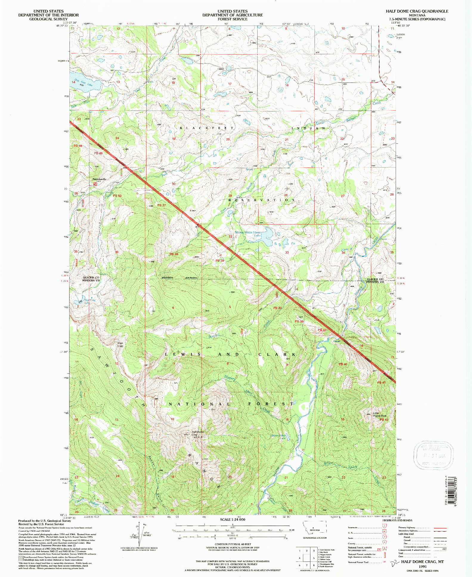 USGS 1:24000-SCALE QUADRANGLE FOR HALF DOME CRAG, MT 1995