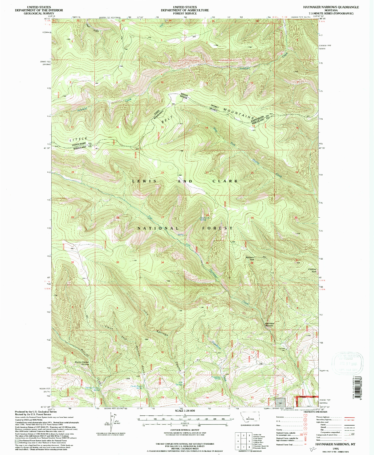 USGS 1:24000-SCALE QUADRANGLE FOR HAYMAKER NARROWS, MT 1995