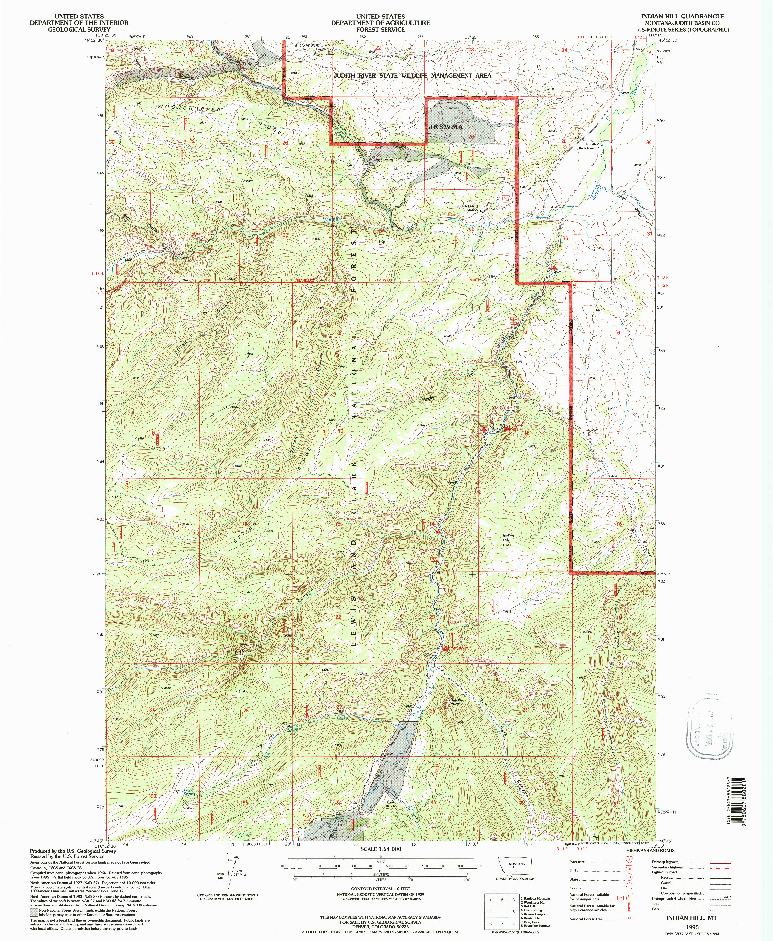 USGS 1:24000-SCALE QUADRANGLE FOR INDIAN HILL, MT 1995