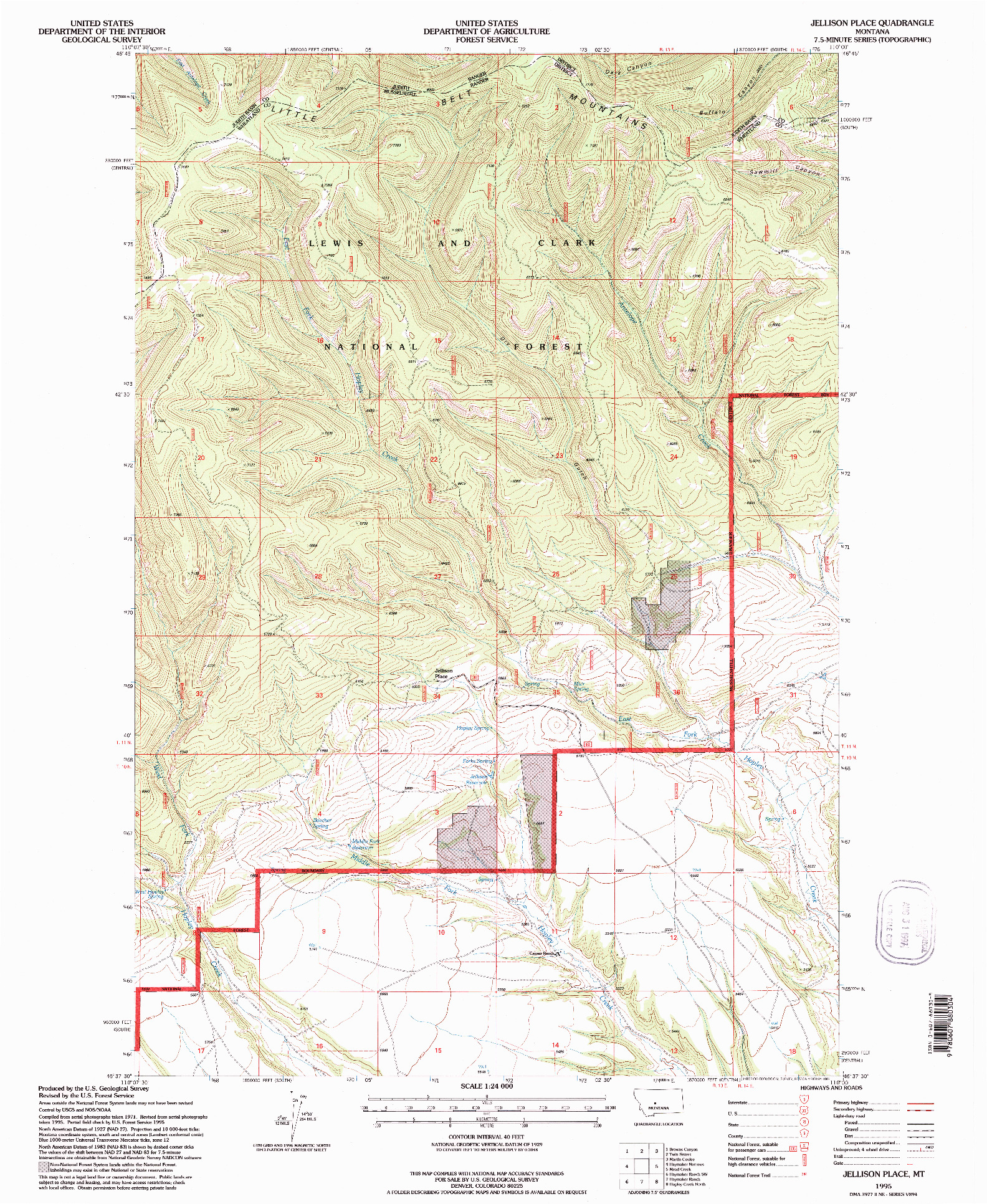 USGS 1:24000-SCALE QUADRANGLE FOR JELLISON PLACE, MT 1995