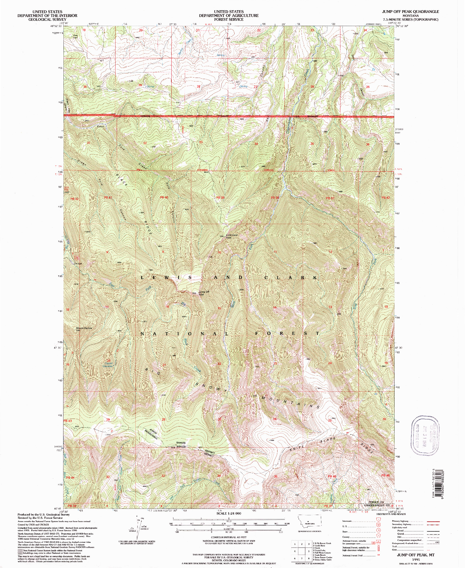 USGS 1:24000-SCALE QUADRANGLE FOR JUMP OFF PEAK, MT 1995