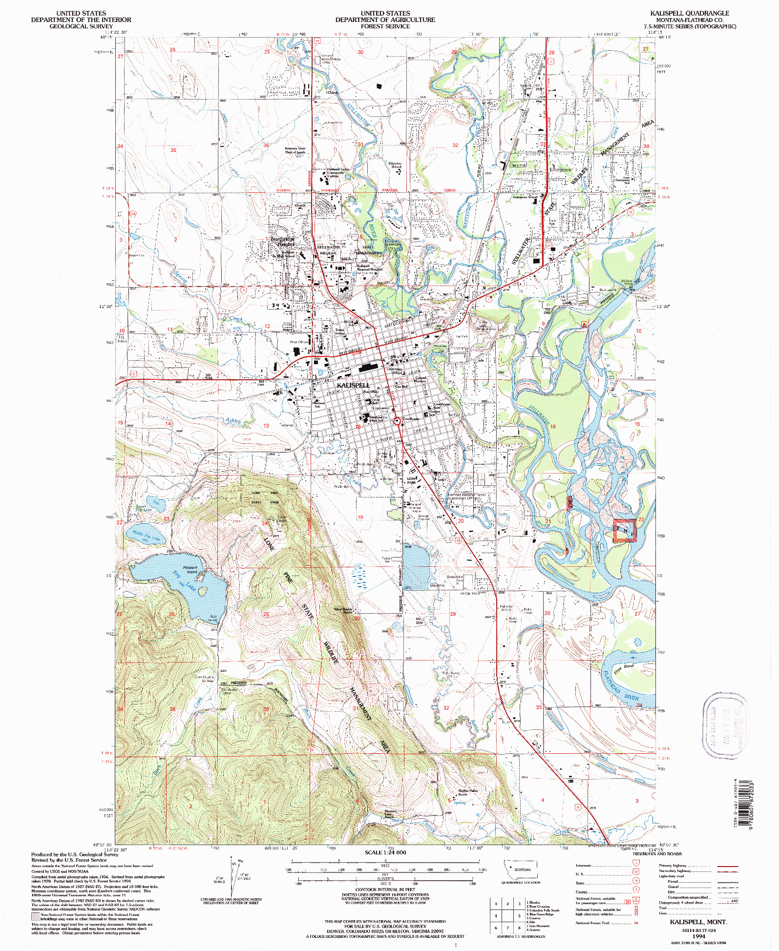 USGS 1:24000-SCALE QUADRANGLE FOR KALISPELL, MT 1994