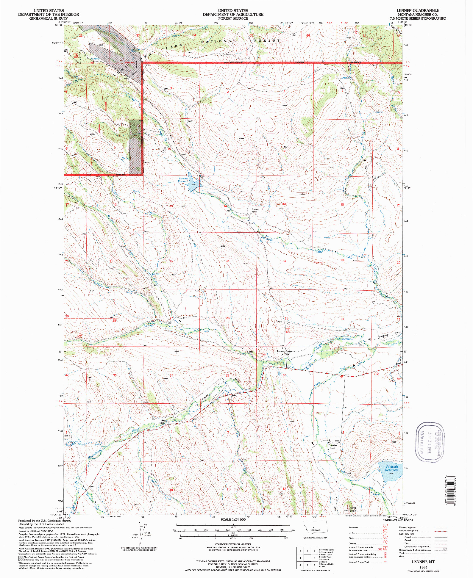USGS 1:24000-SCALE QUADRANGLE FOR LENNEP, MT 1995