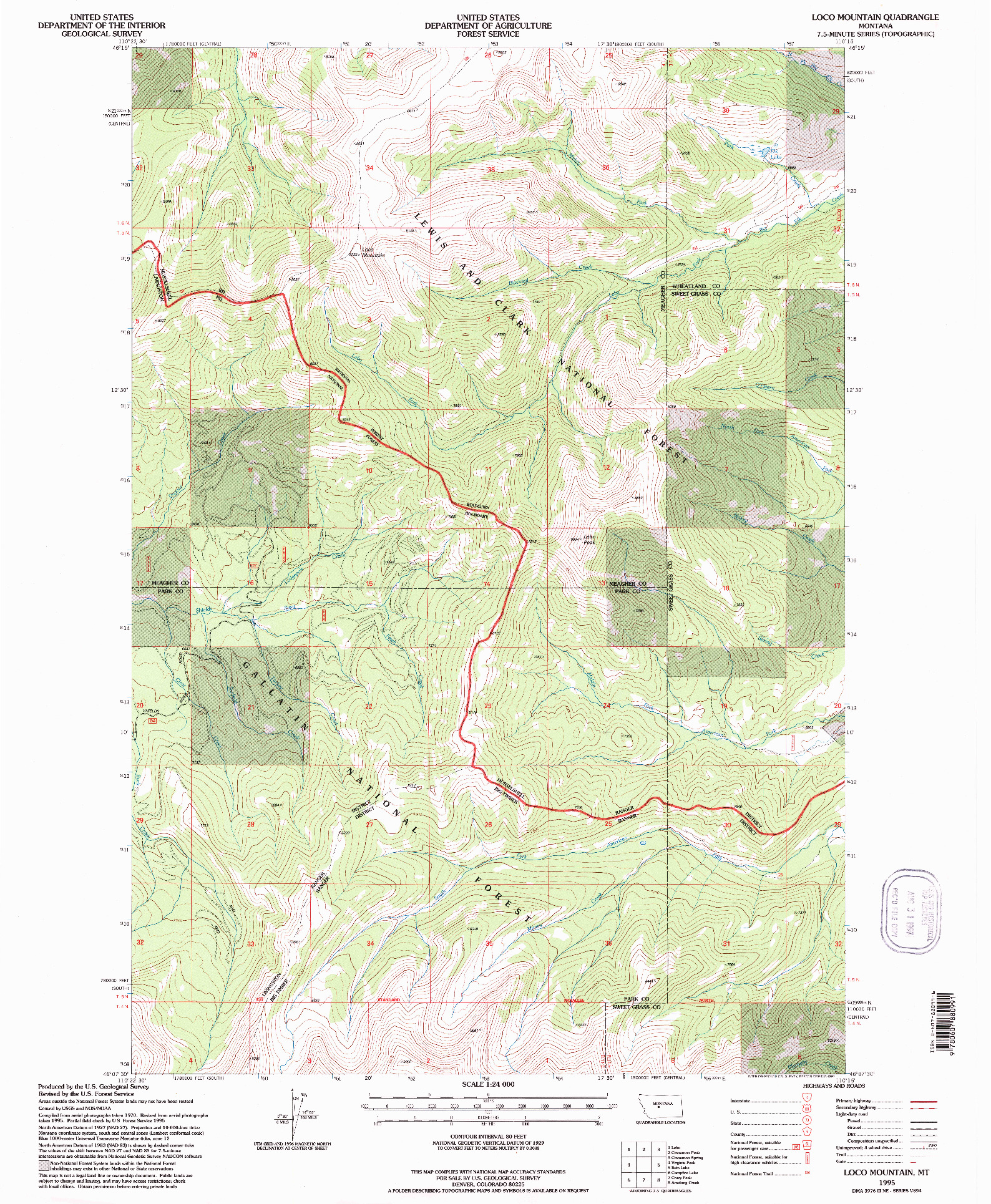 USGS 1:24000-SCALE QUADRANGLE FOR LOCO MOUNTAIN, MT 1995