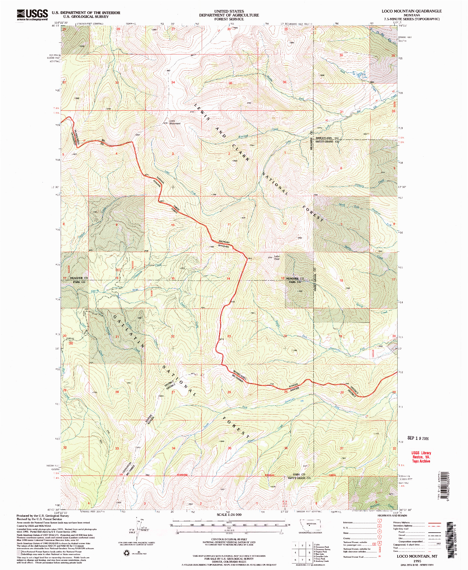 USGS 1:24000-SCALE QUADRANGLE FOR LOCO MOUNTAIN, MT 1995