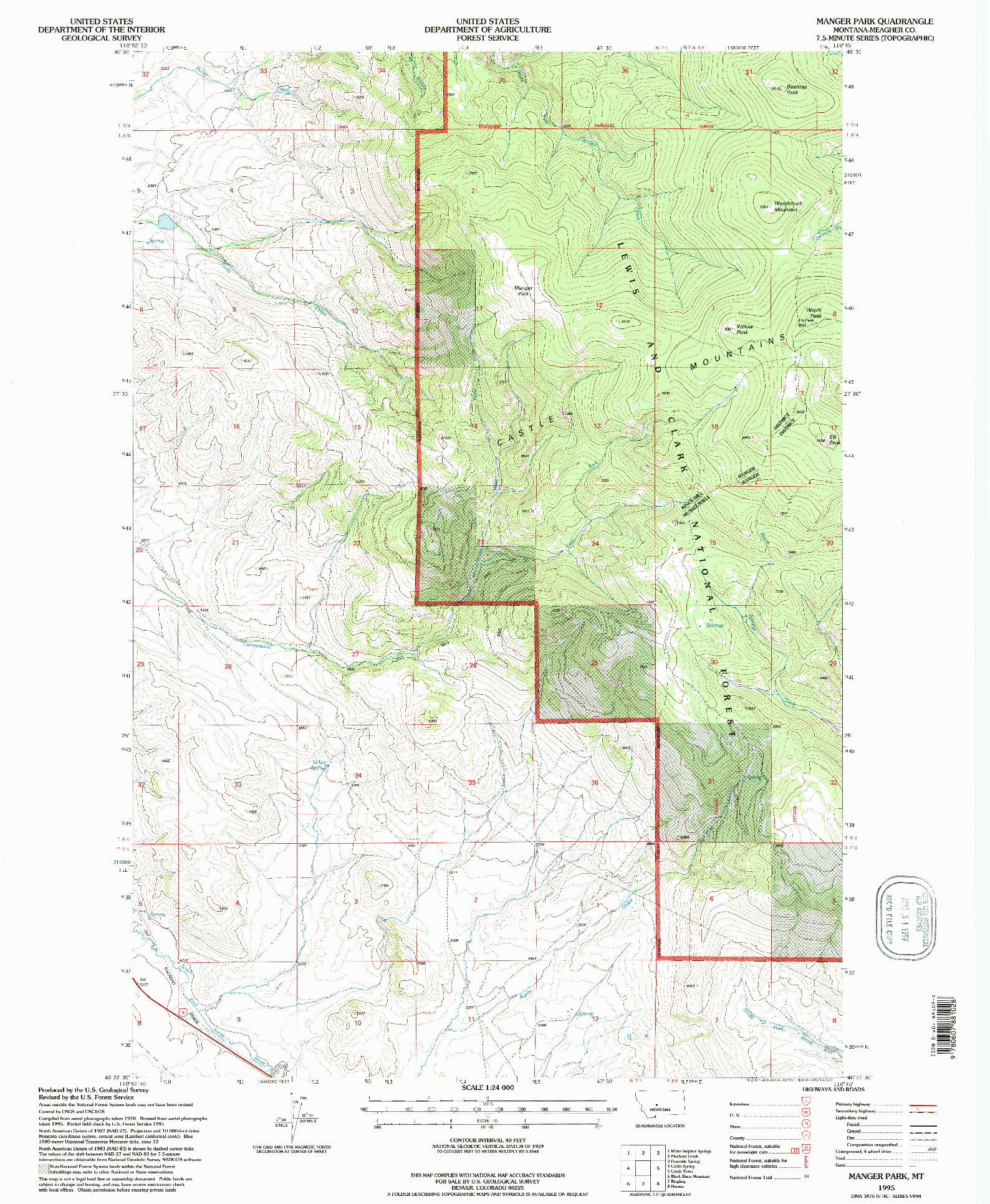 USGS 1:24000-SCALE QUADRANGLE FOR MANGER PARK, MT 1995