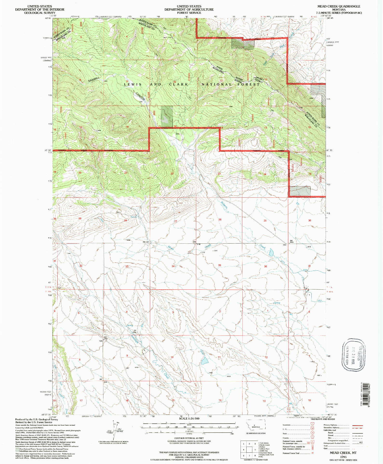 USGS 1:24000-SCALE QUADRANGLE FOR MEAD CREEK, MT 1995