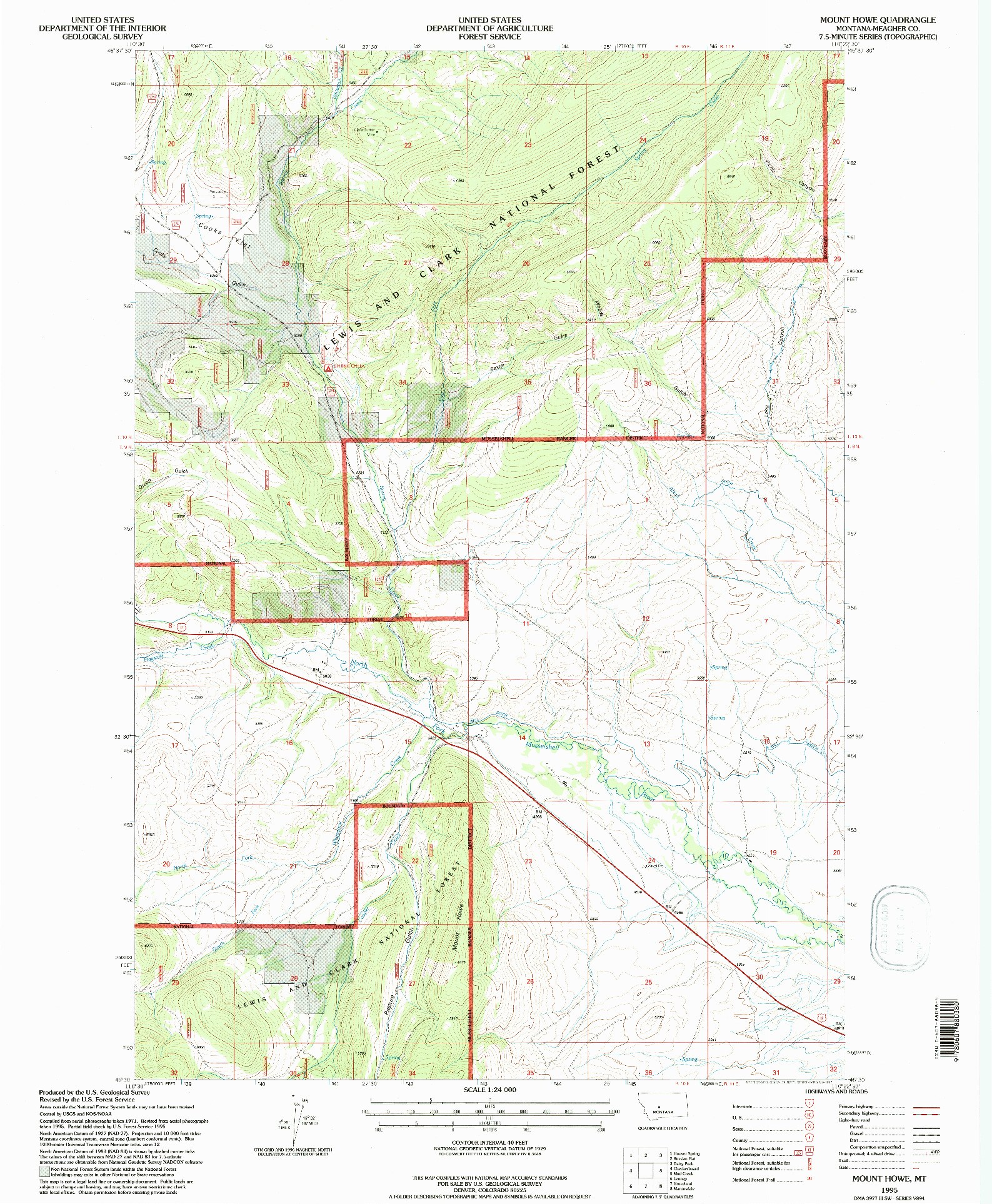 USGS 1:24000-SCALE QUADRANGLE FOR MOUNT HOWE, MT 1995