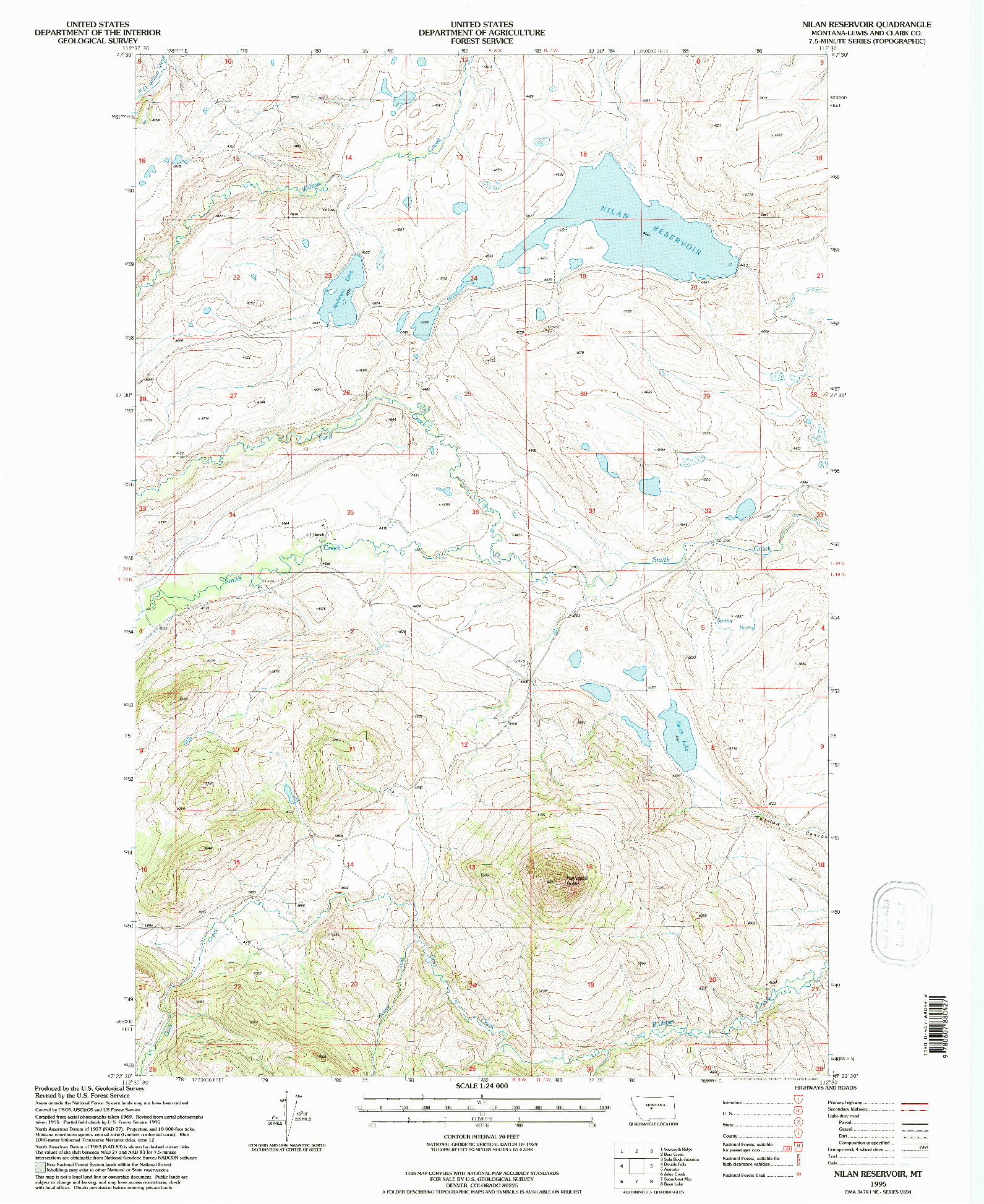 USGS 1:24000-SCALE QUADRANGLE FOR NILAN RESERVOIR, MT 1995