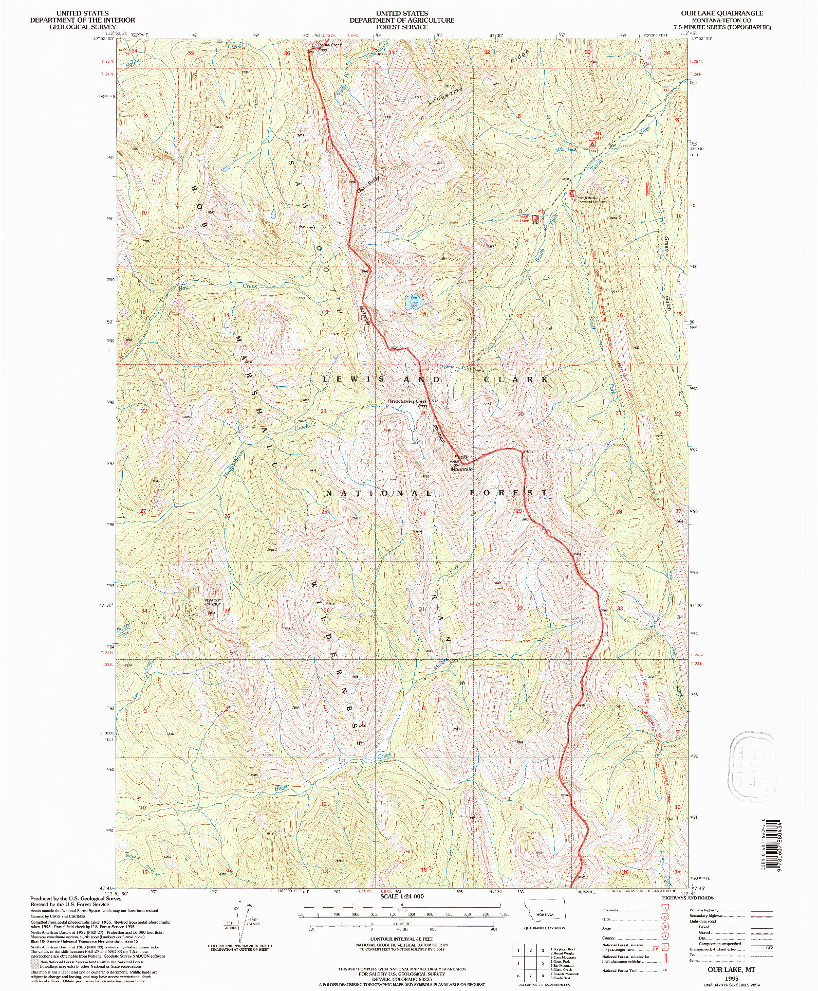 USGS 1:24000-SCALE QUADRANGLE FOR OUR LAKE, MT 1995