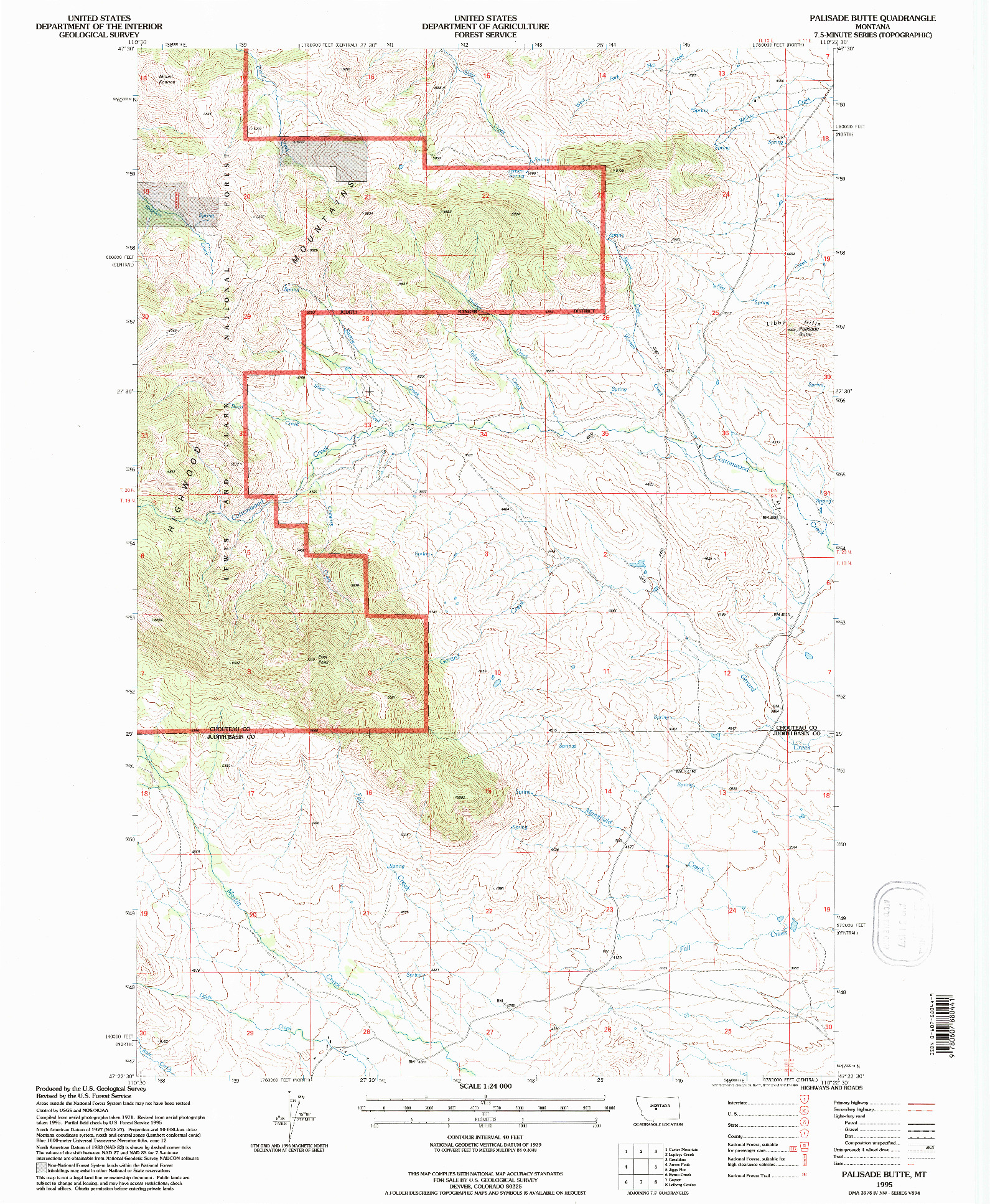 USGS 1:24000-SCALE QUADRANGLE FOR PALISADE BUTTE, MT 1995