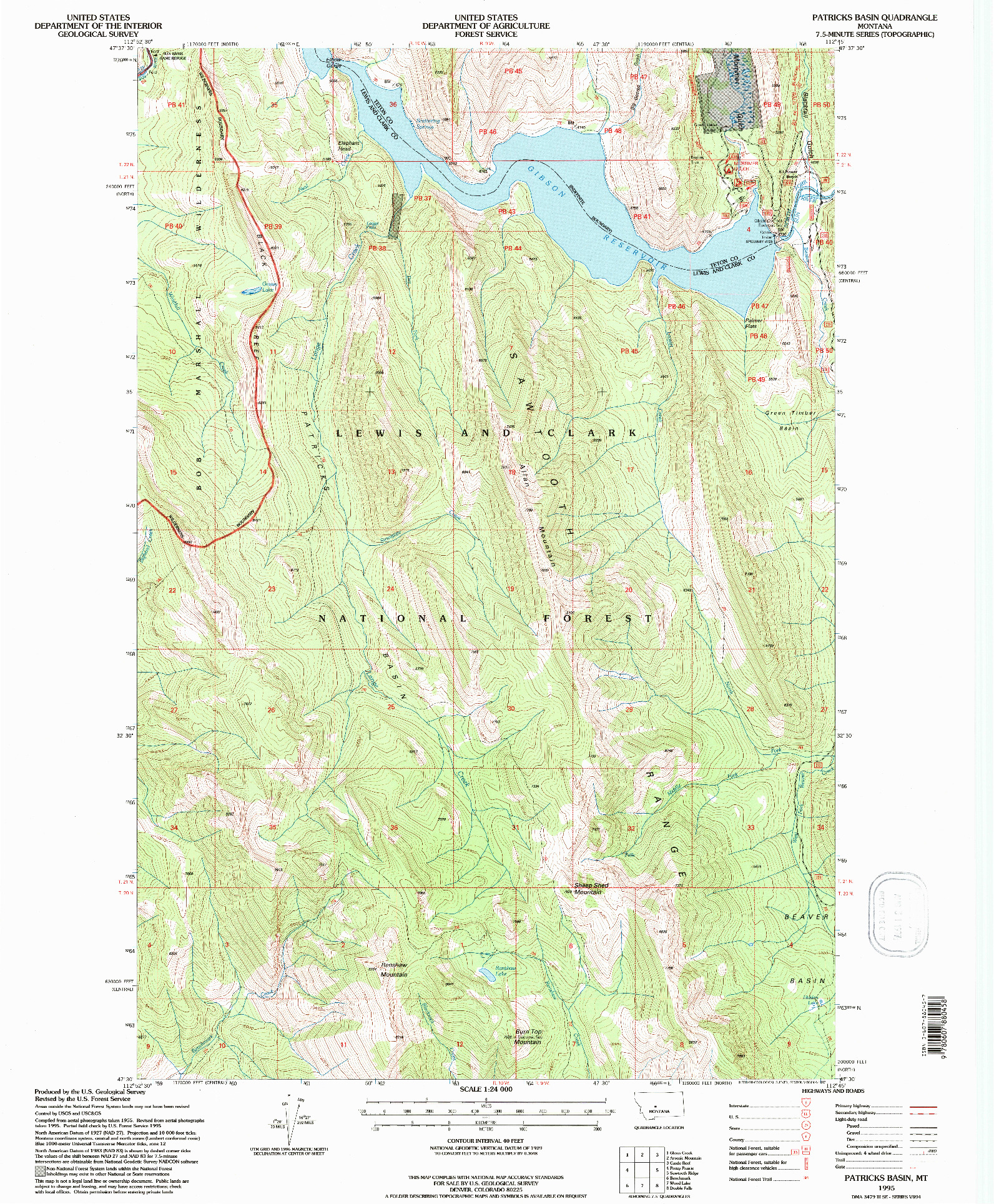 USGS 1:24000-SCALE QUADRANGLE FOR PATRICKS BASIN, MT 1995