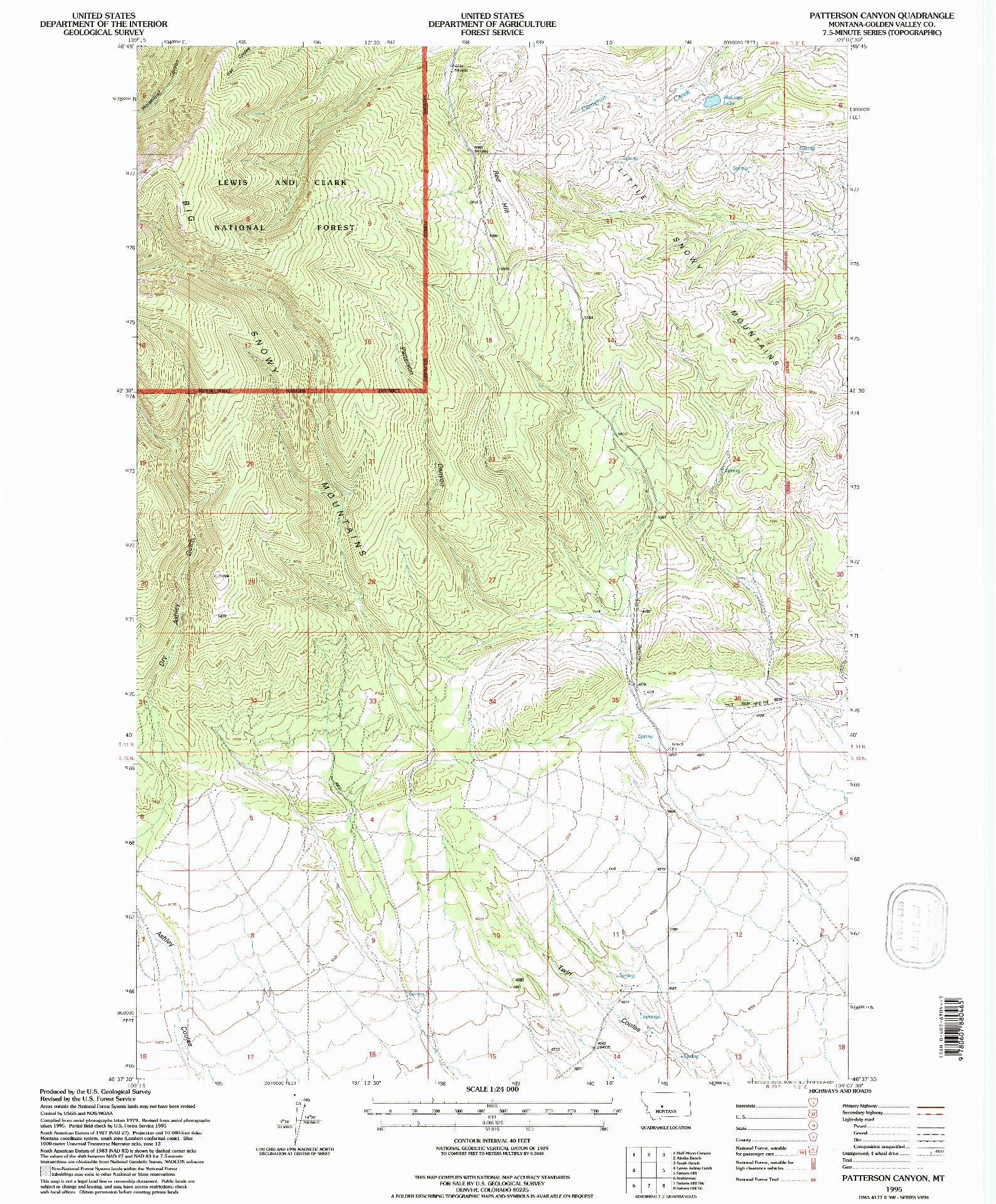 USGS 1:24000-SCALE QUADRANGLE FOR PATTERSON CANYON, MT 1995