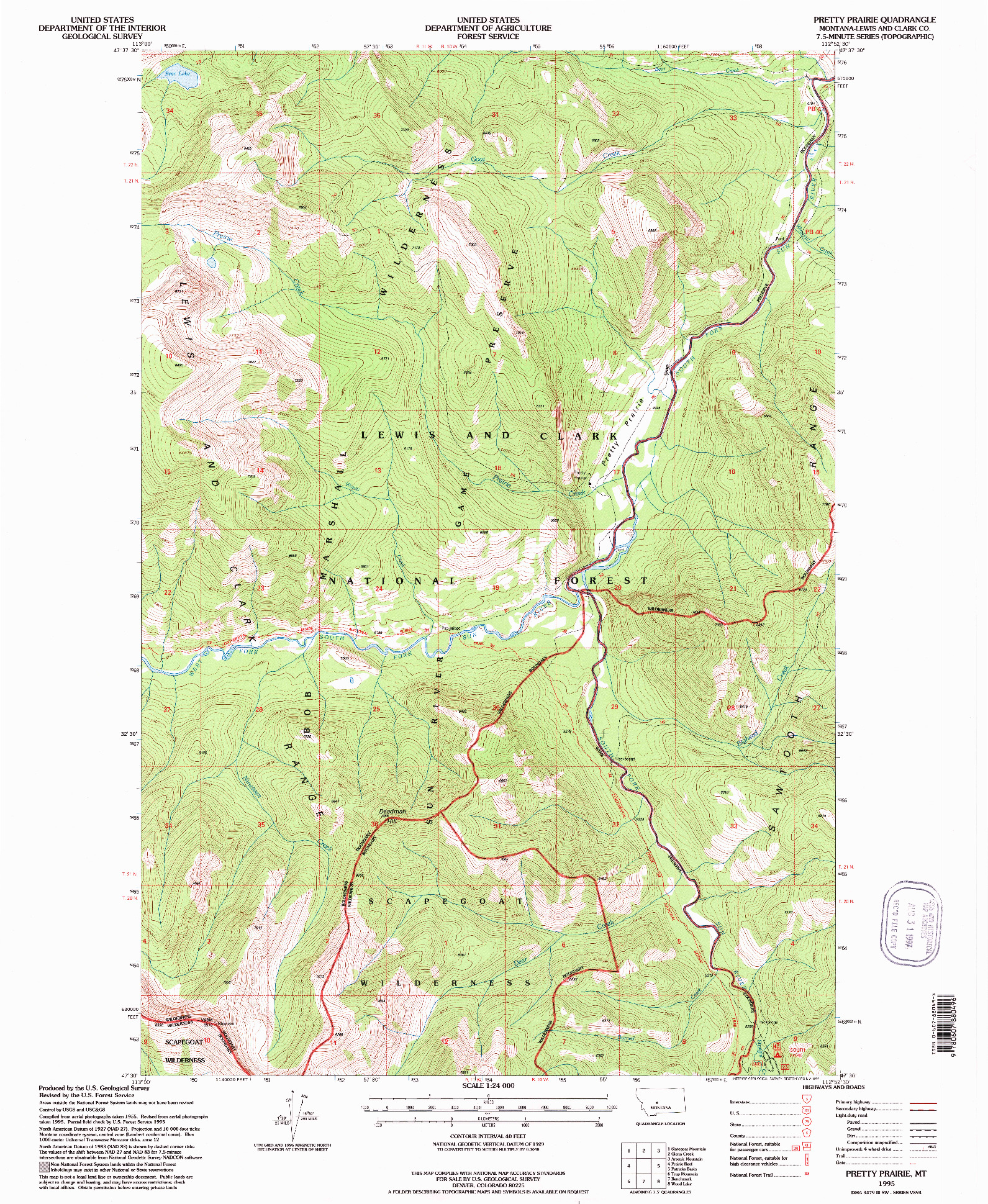 USGS 1:24000-SCALE QUADRANGLE FOR PRETTY PRAIRIE, MT 1995