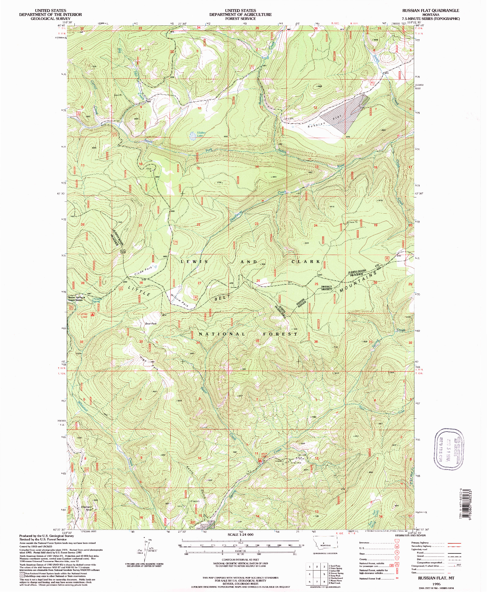 USGS 1:24000-SCALE QUADRANGLE FOR RUSSIAN FLAT, MT 1995