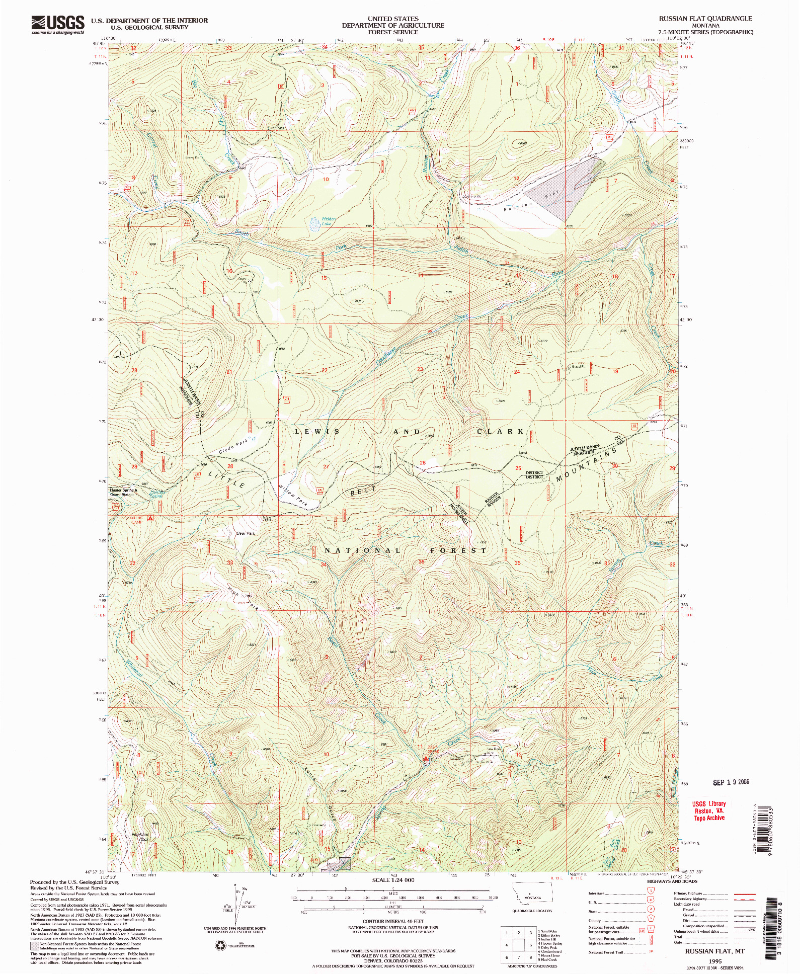 USGS 1:24000-SCALE QUADRANGLE FOR RUSSIAN FLAT, MT 1995