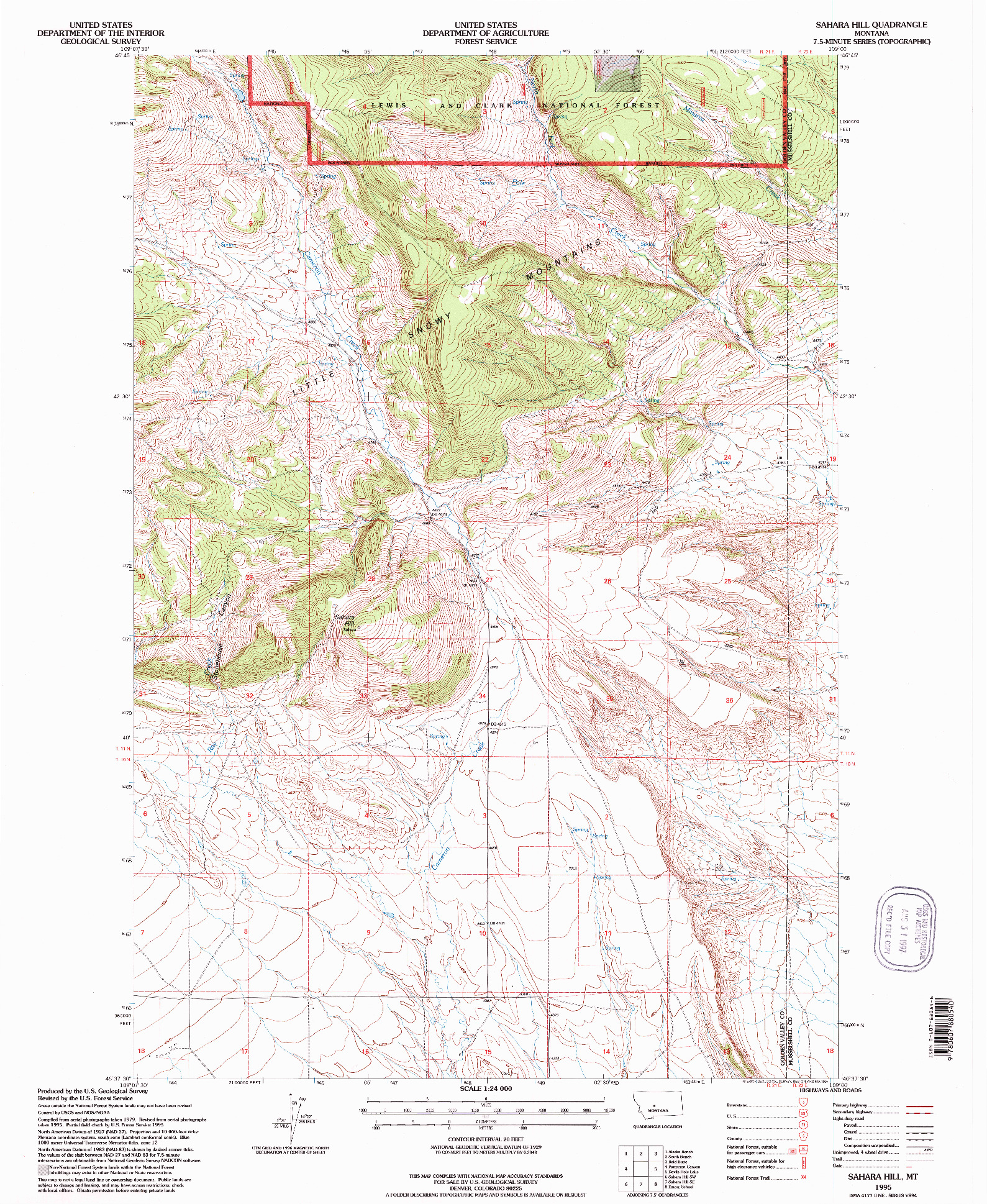USGS 1:24000-SCALE QUADRANGLE FOR SAHARA HILL, MT 1995