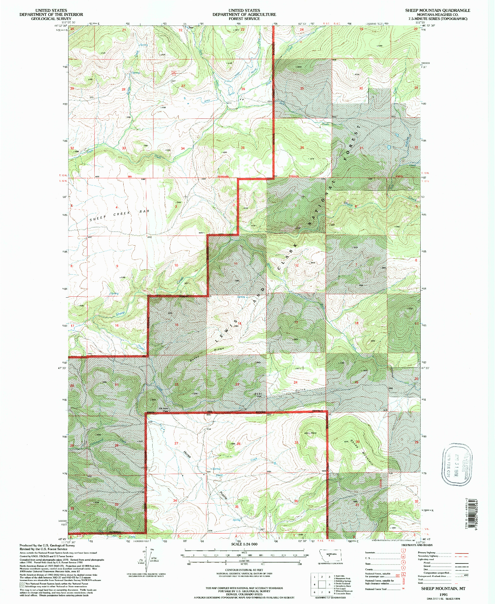 USGS 1:24000-SCALE QUADRANGLE FOR SHEEP MOUNTAIN, MT 1995